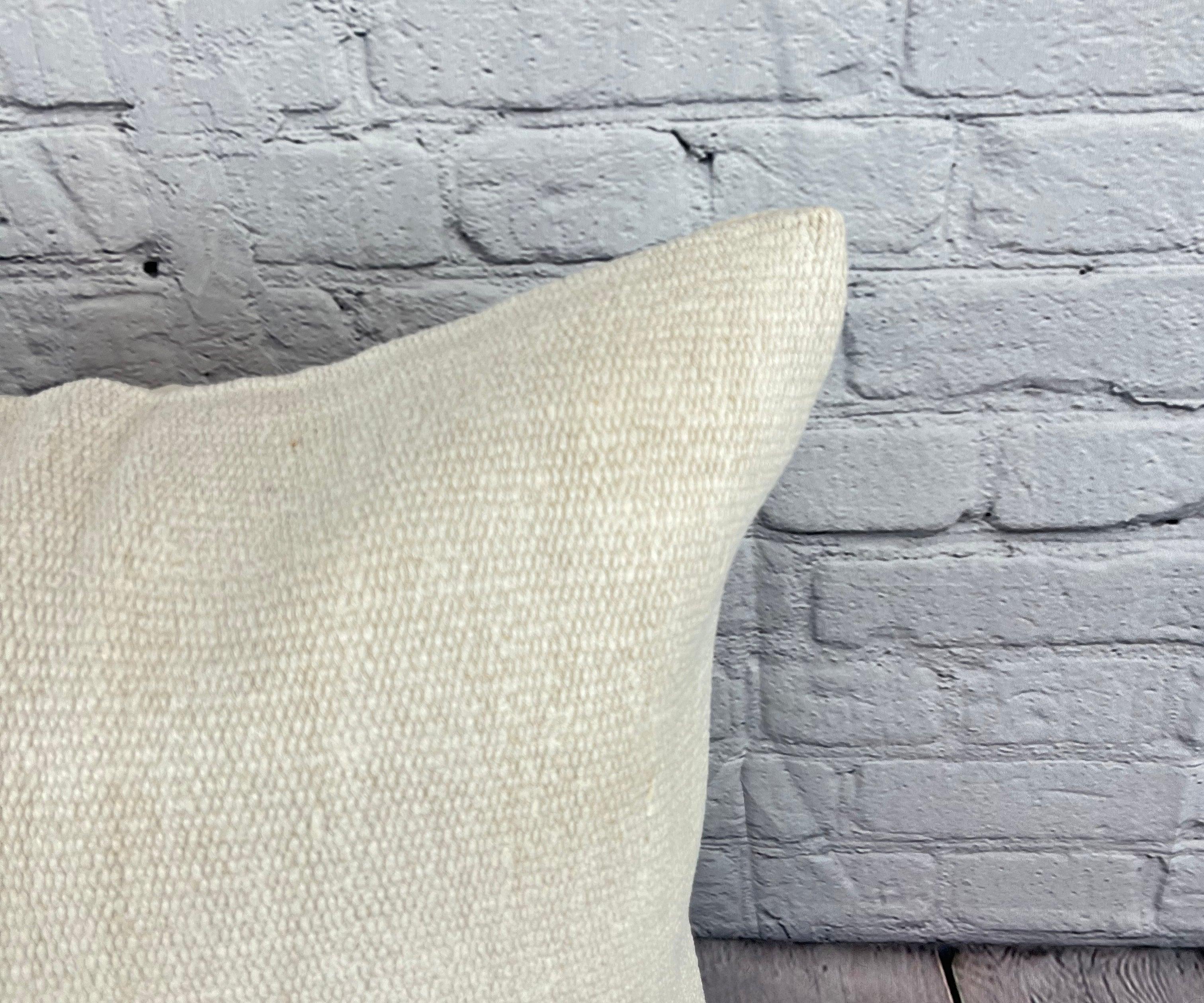 Turc Coussin de coussin turc à ourlet 20 x 20, blanc naturel grisâtre, couvercle de coussin n°6574 en vente