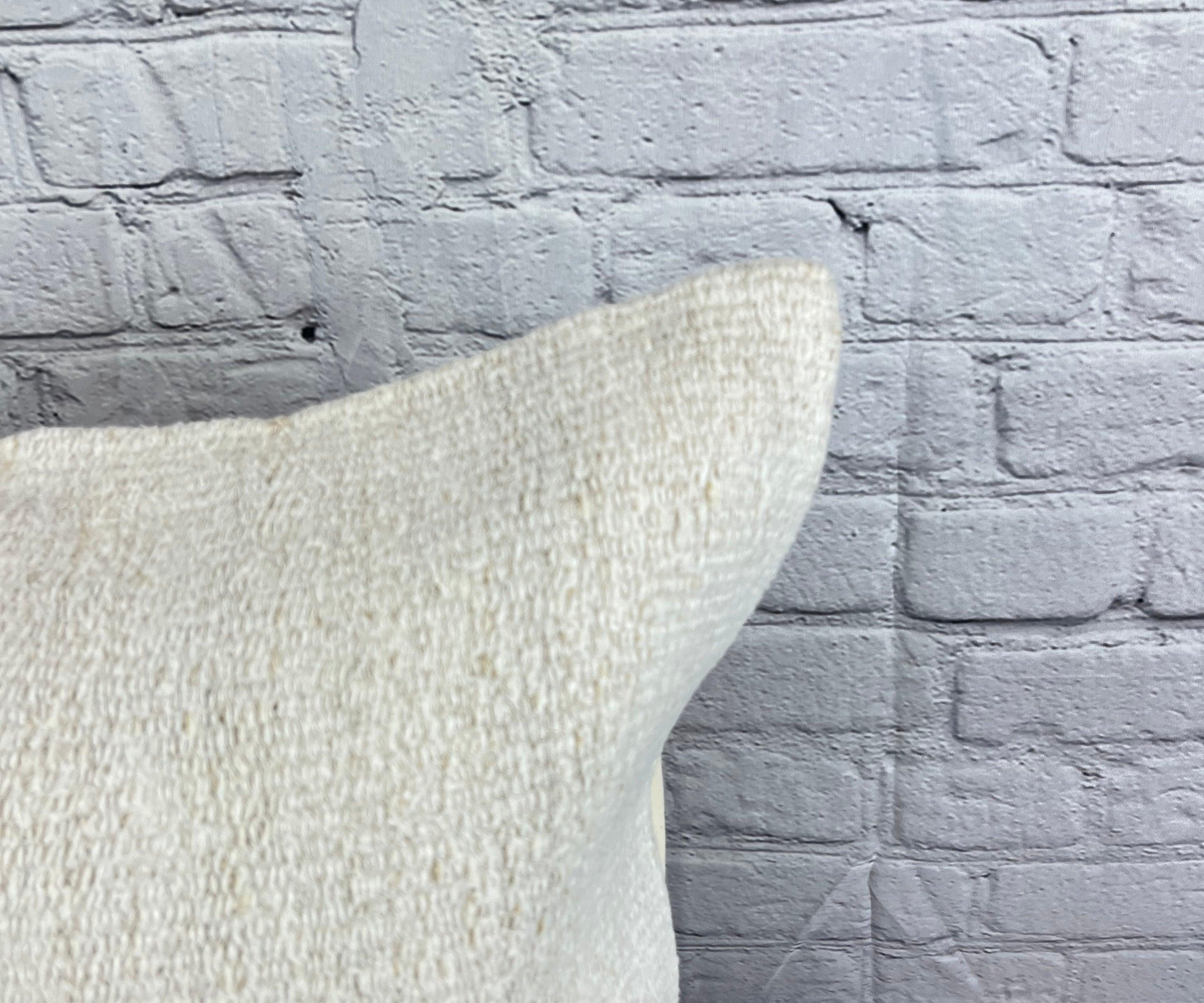 20 x 20 Cojín Turco de Cáñamo Blanco Grisáceo Natural Funda de Cojín #6582 Anudado a mano en venta