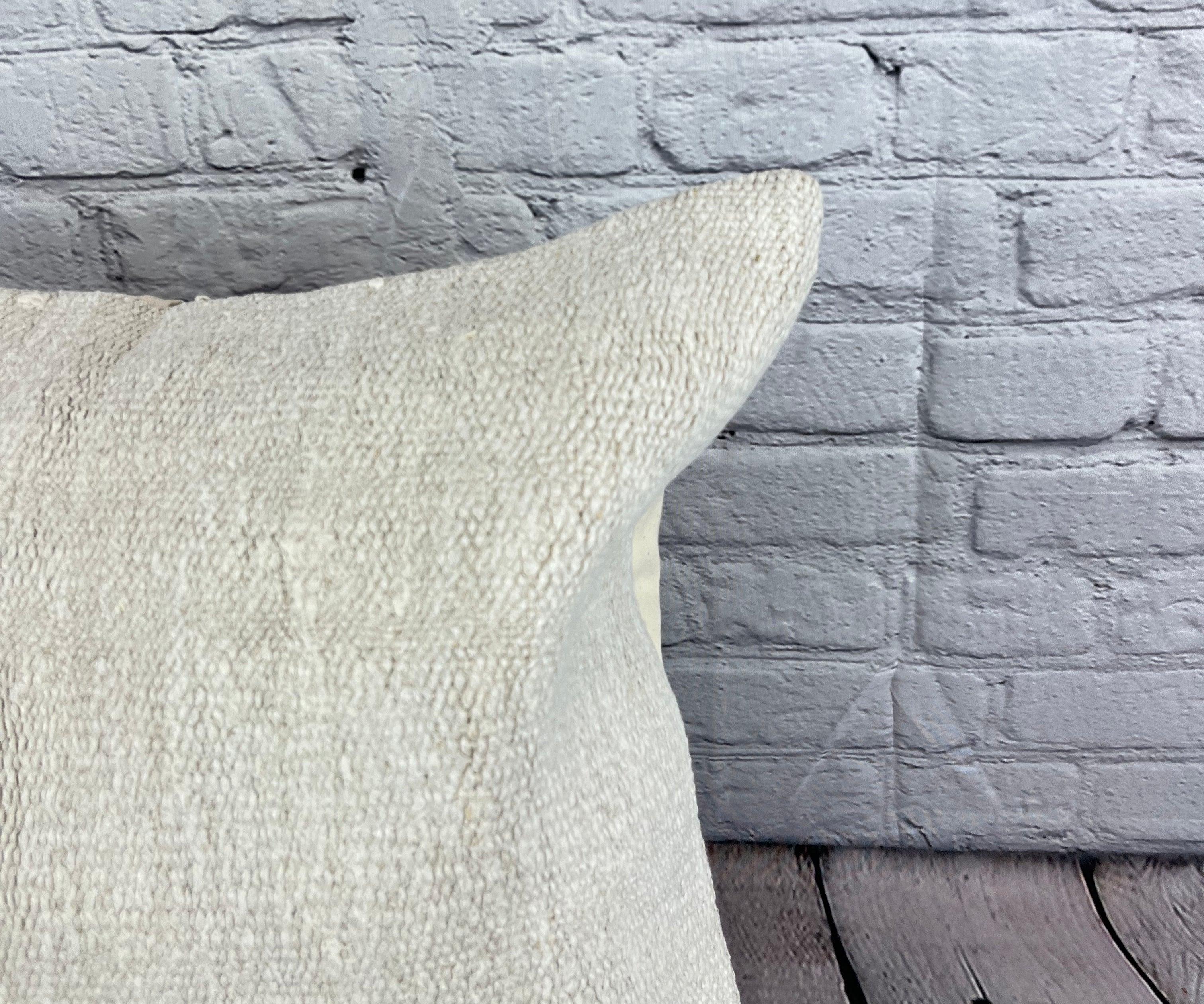 Turco Cuscino turco in canapa 20 x 20 Nature grigio-bianco Copricuscino #6583 in vendita