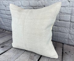 20 x 20 Hemp Turkish Cushion Natural Grayish White Pillow Cushion Cover #6593