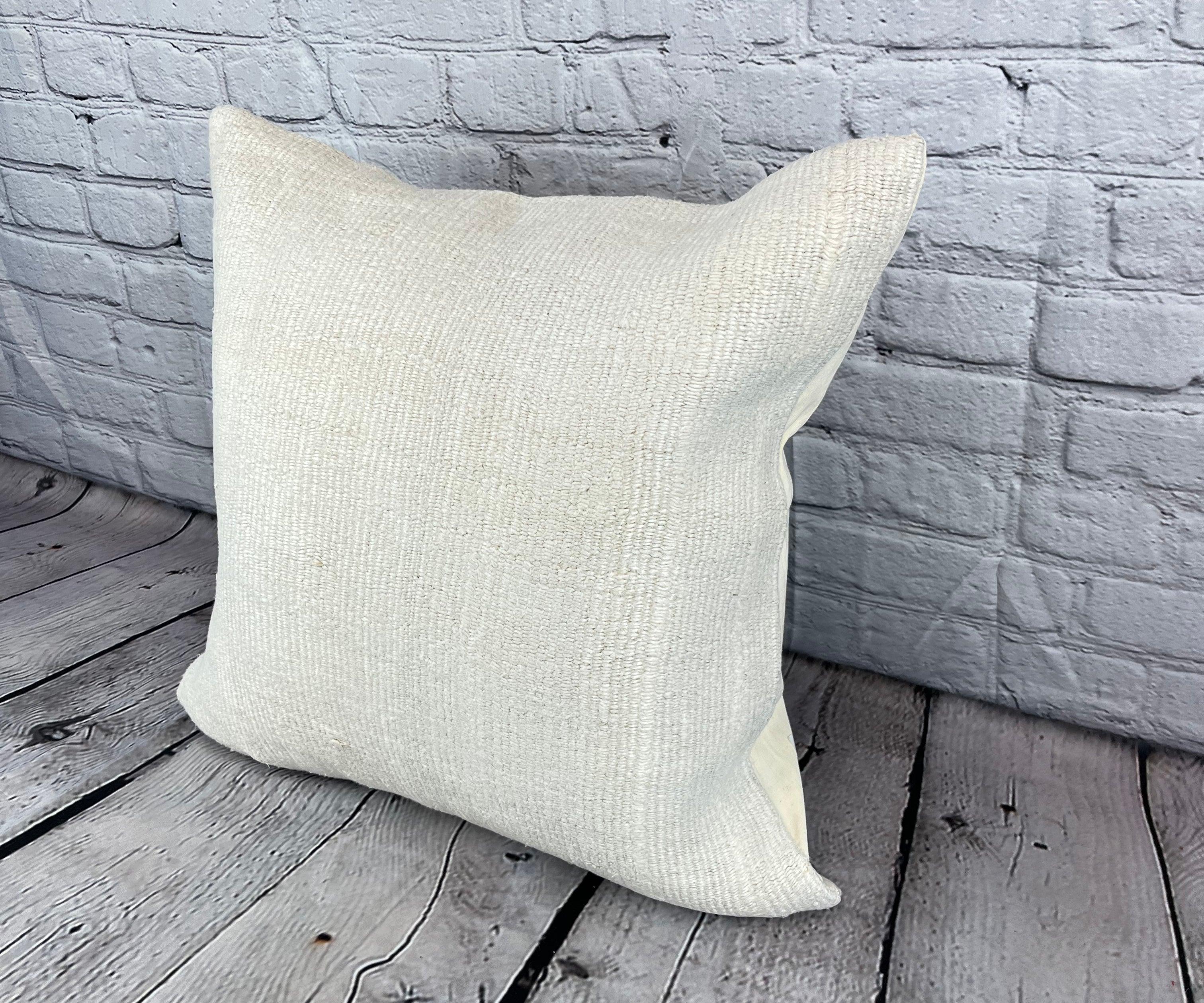 20 x 20 Hemp Pillow Turkish Cushion Natural Grayish White Pillow Cushion Cover #6594 Elevate your home decor with our Hemp Pillow Turkish Cushion. This exquisite pillow cover, meticulously handwoven, adds a touch of elegance and sophistication to