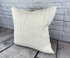 20 x 20 Hemp Turkish Cushion Natural Grayish White Pillow Cushion Cover #6597
