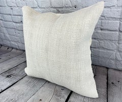 20 x 20 Hemp Turkish Cushion Natural Grayish White Pillow Cushion Cover #6602