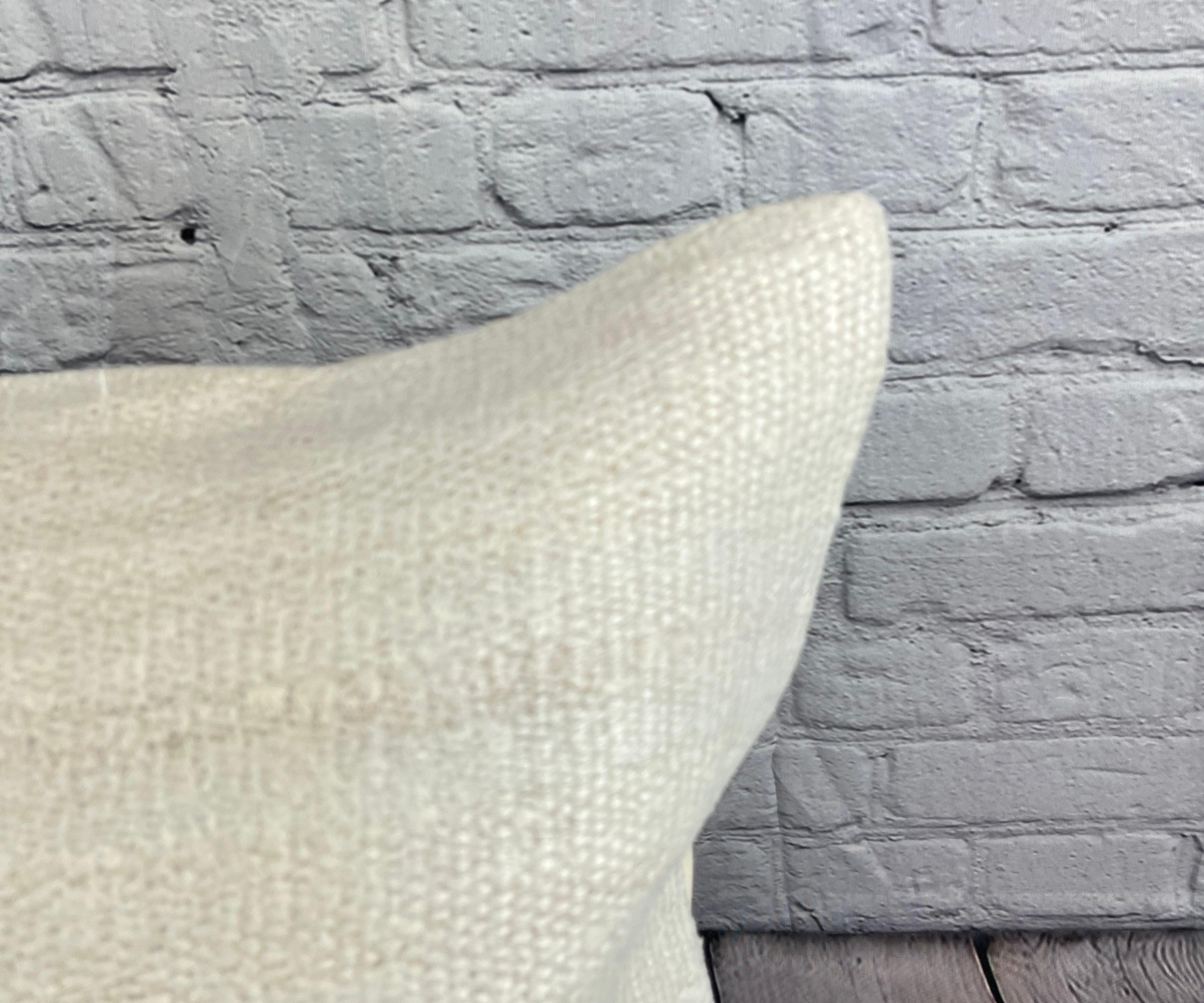 Hand-Knotted 20 x 20 Hemp Turkish Cushion Natural Grayish White Pillow Cushion Cover #6607 For Sale
