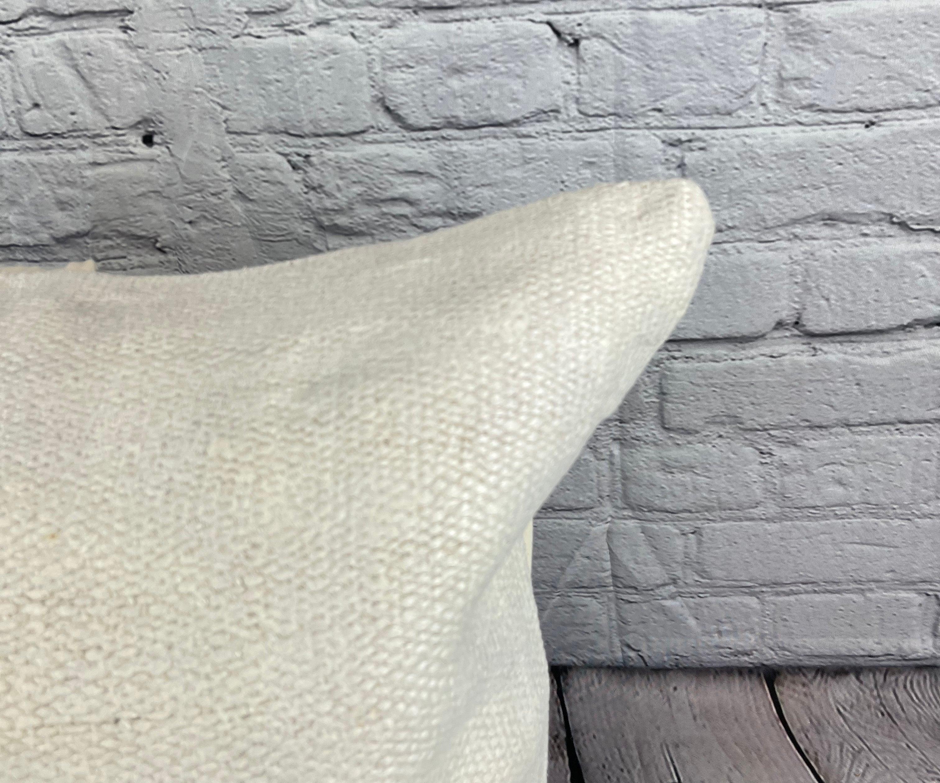 20 x 20 Hemp Türkisches Kissen, natürliches grauweißes Kissen, Kissenbezug #6608 (Handgeknüpft) im Angebot