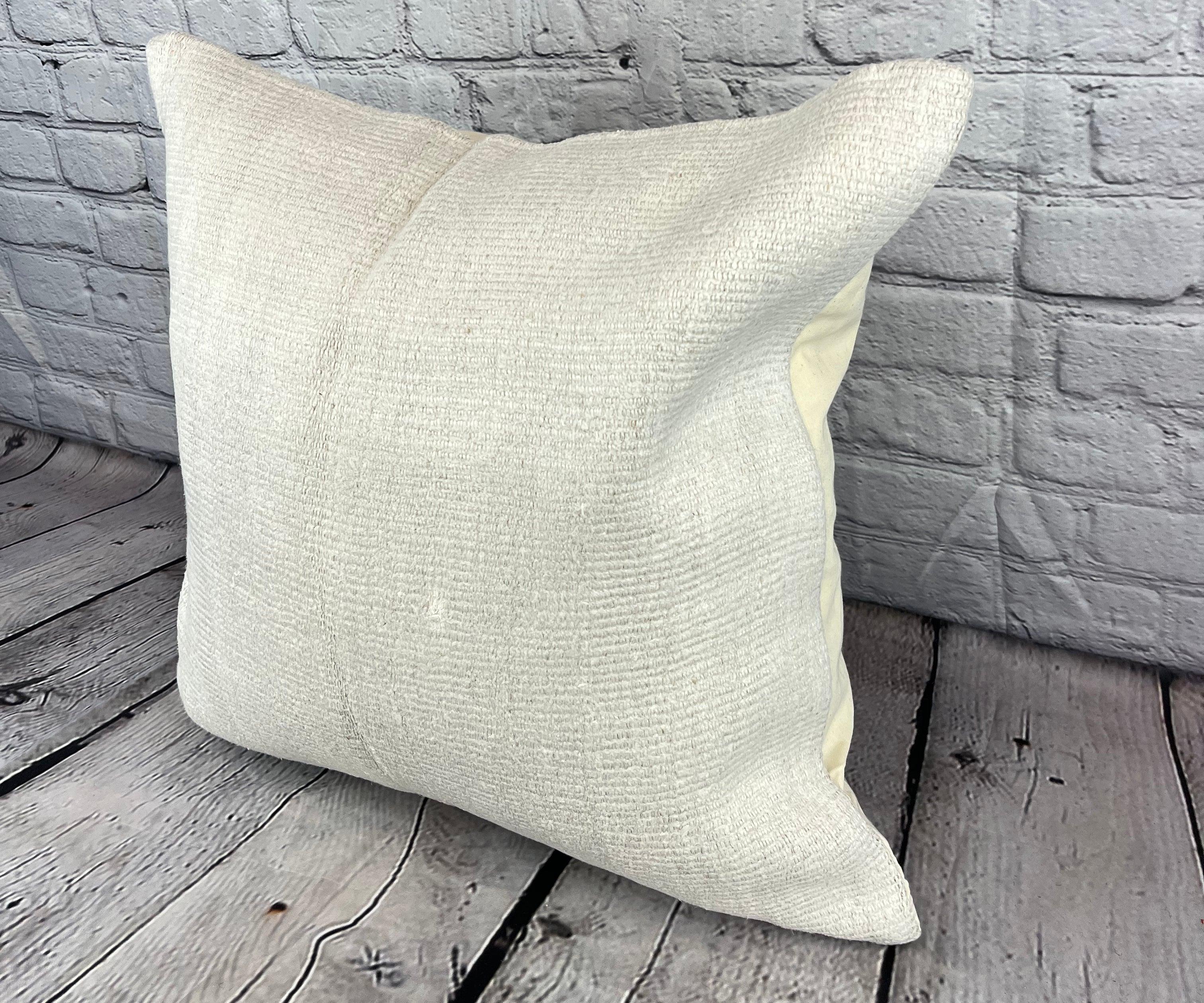 20 x 20 Hemp Pillow Turkish Cushion Natural Grayish White Pillow Cushion Cover #6610 Elevate your home decor with our Hemp Pillow Turkish Cushion. This exquisite pillow cover, meticulously handwoven, adds a touch of elegance and sophistication to