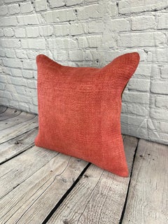 20 x 20 Hemp Turkish Cushion Natural Pinkish Red Pillow Cushion Cover #6458