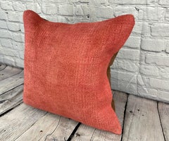 20 x 20 Hemp Turkish Cushion Natural Pinkish Red Pillow Cushion Cover #6462