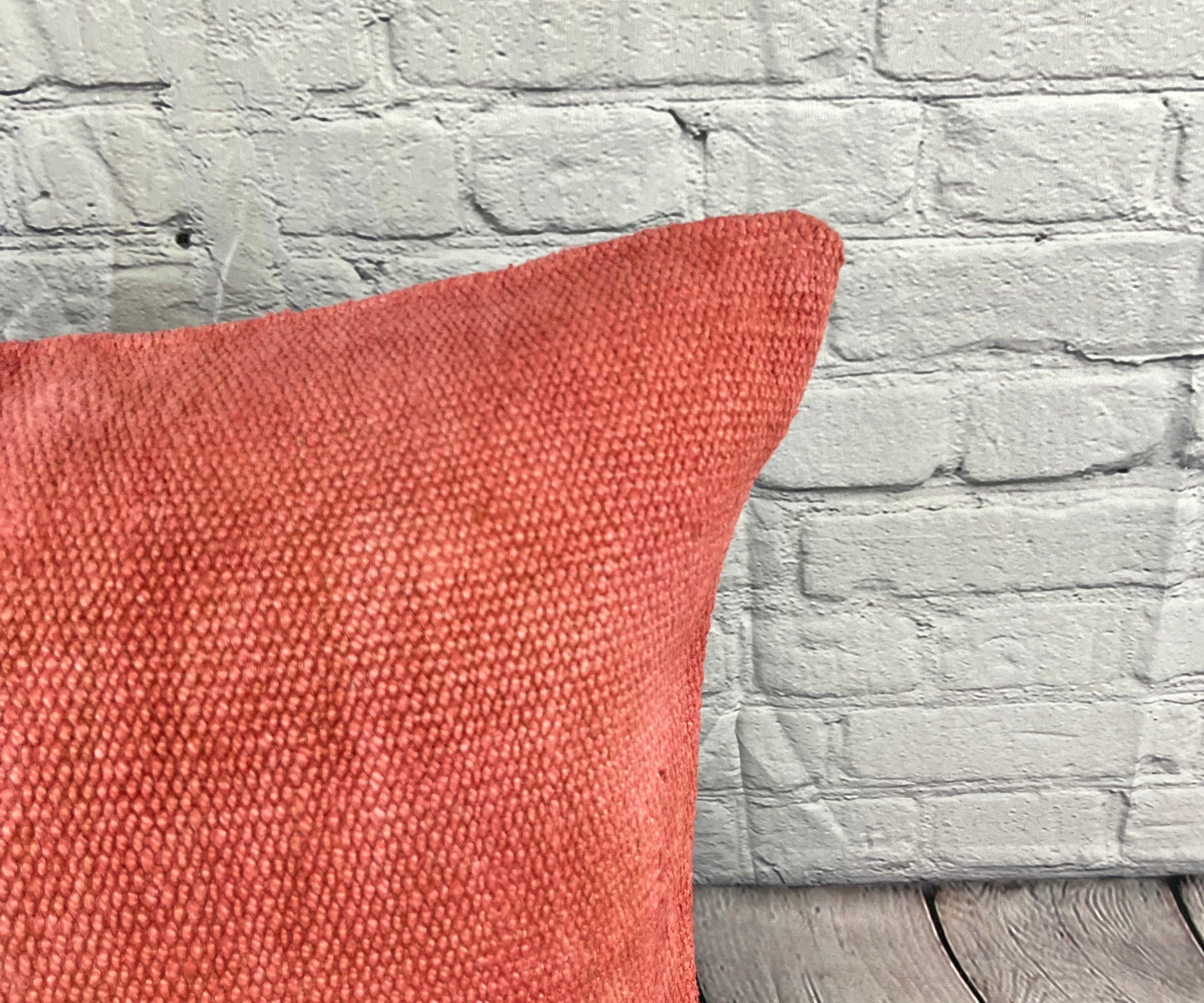 Turc Coussin de coussin turc à ourlet 20 x 20 rouge rosé naturel, couvercle de coussin n° 6465 en vente