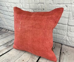 20 x 20 Hemp Turkish Cushion Natural Pinkish Red Pillow Cushion Cover #6467