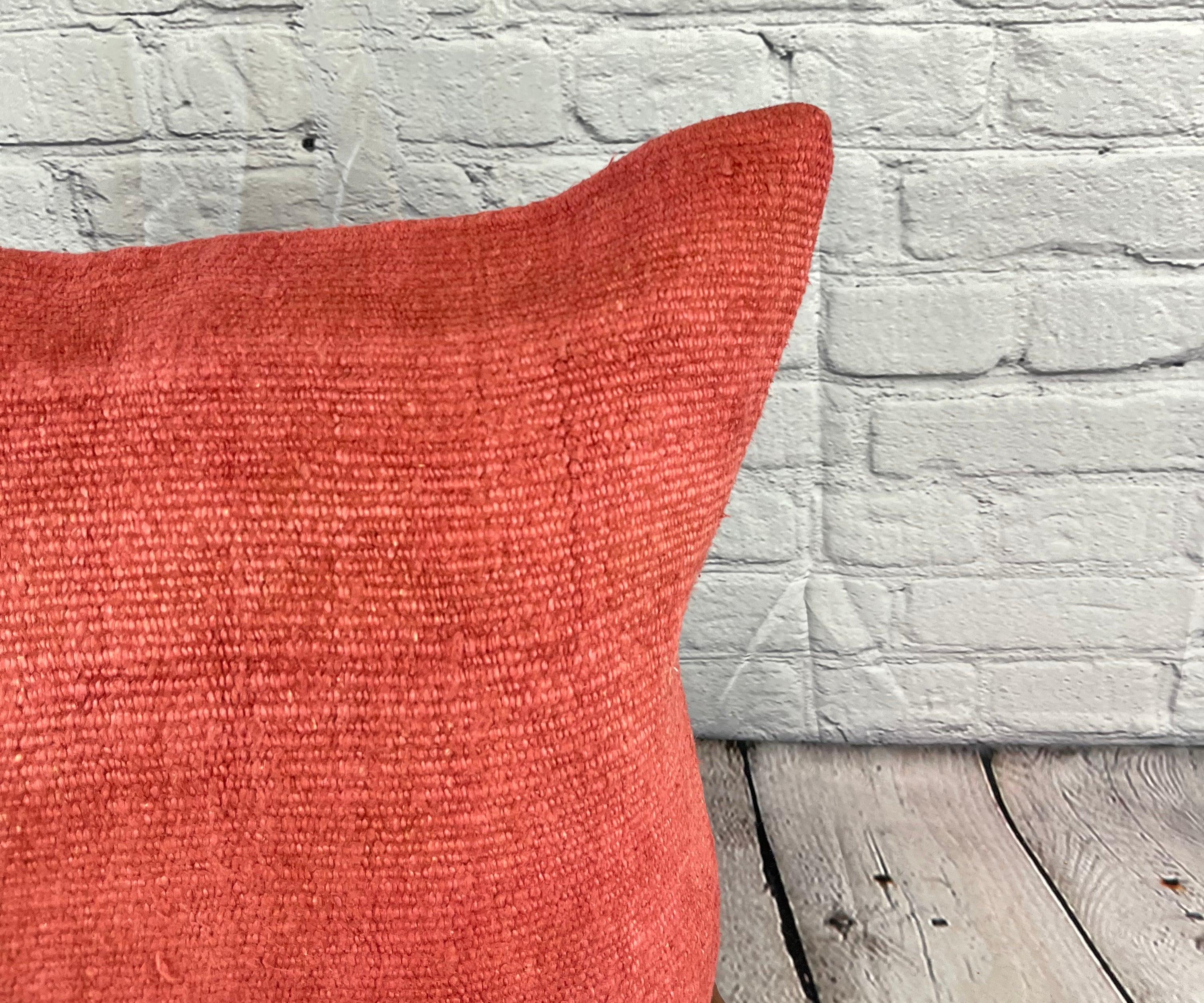 Turc Coussin de coussin turc à ourlet 20 x 20, rouge rosé naturel, couvercle de coussin n° 6467 en vente