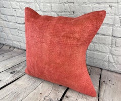 20 x 20 Hemp Turkish Cushion Natural Pinkish Red Pillow Cushion Cover #6469