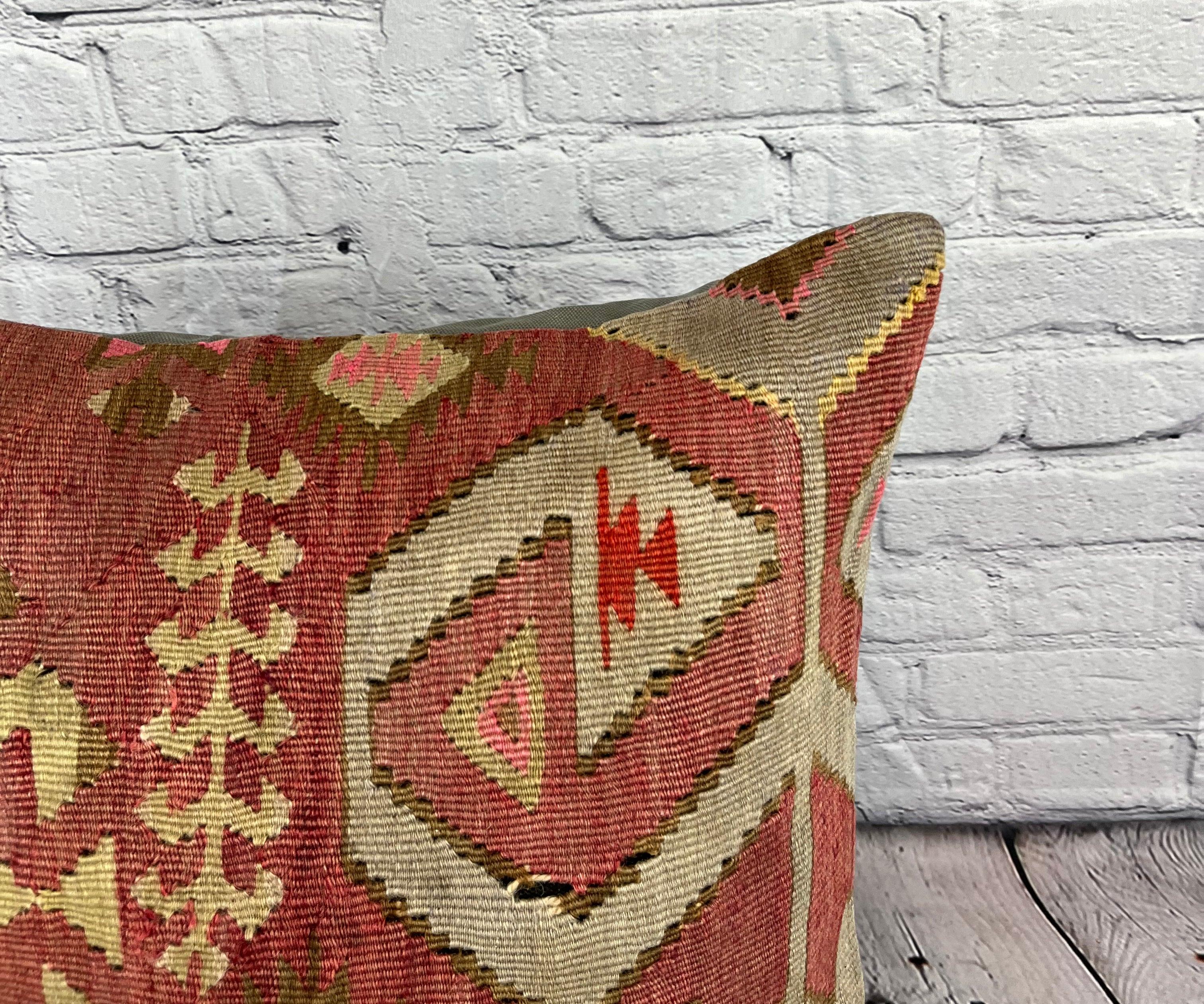 20 x 20 Cojín Kilim Cojín Turco Cojín Marrón Natural Funda de Cojín #6767 Anudado a mano en venta