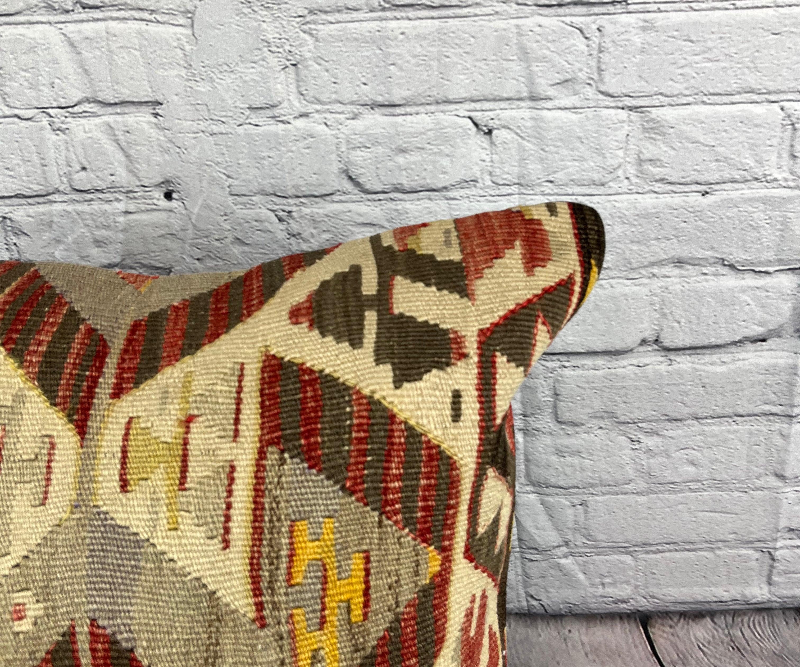 Annodato a mano 20 x 20 Cuscino Kilim Cuscino Turco Nature Marrone Cuscino Copricuscino #6822 in vendita