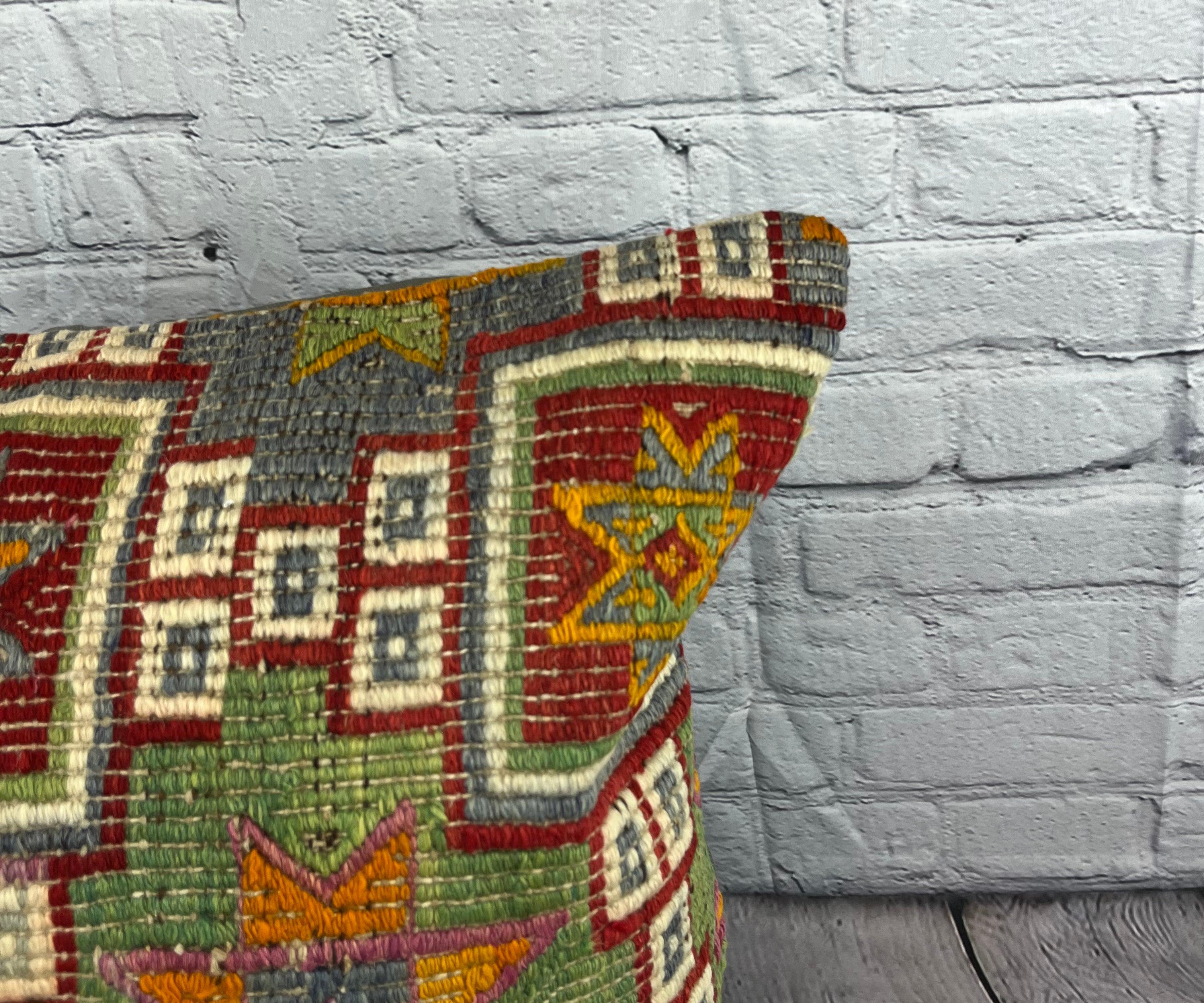 20 x 20 Cojín Kilim Cojín turco Cojín verde natural Funda de cojín #6766 Turco en venta