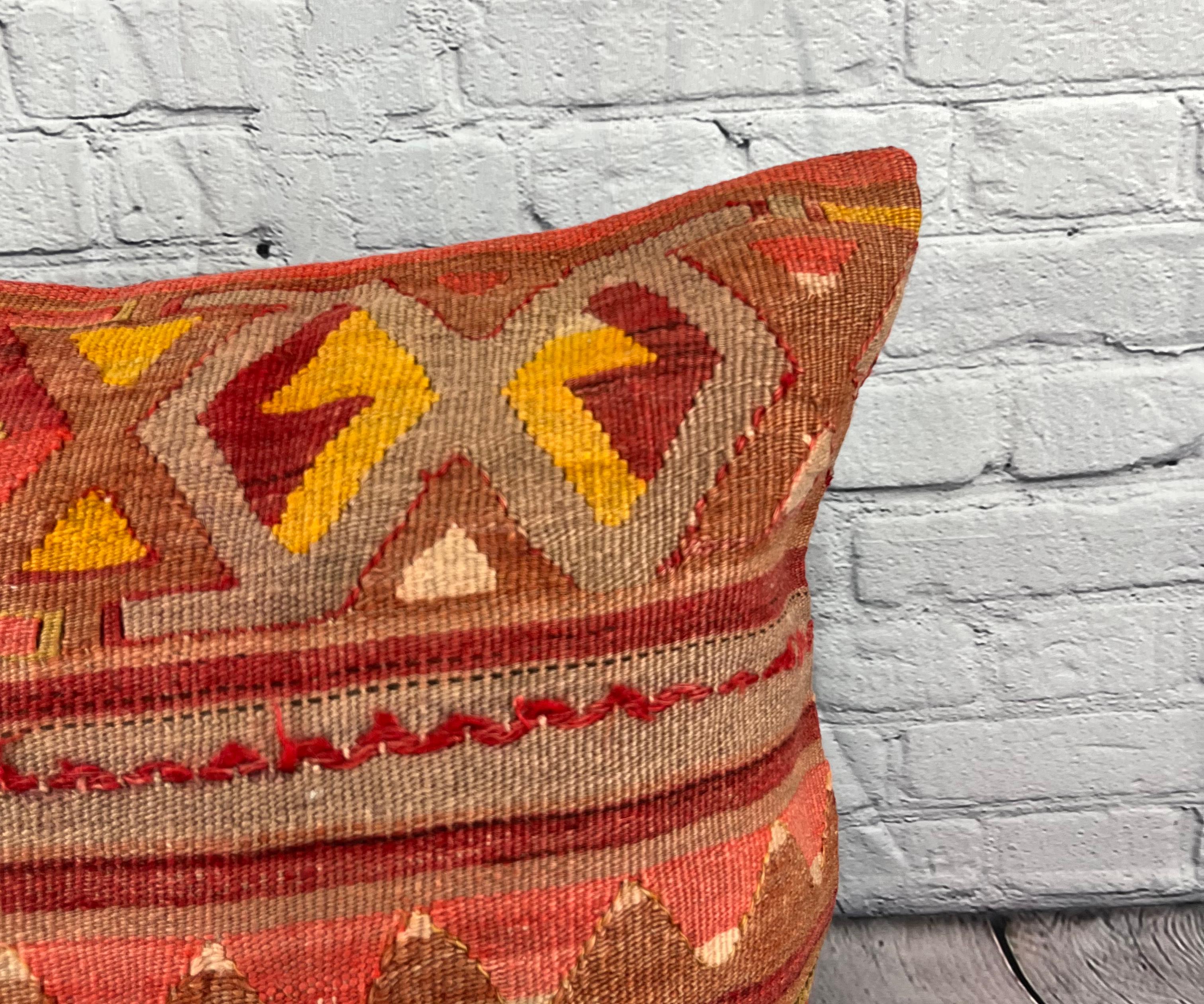 XXIe siècle et contemporain Coussin d'oreiller Kilim turc coussin vert naturel 20 x 20 #6814 en vente