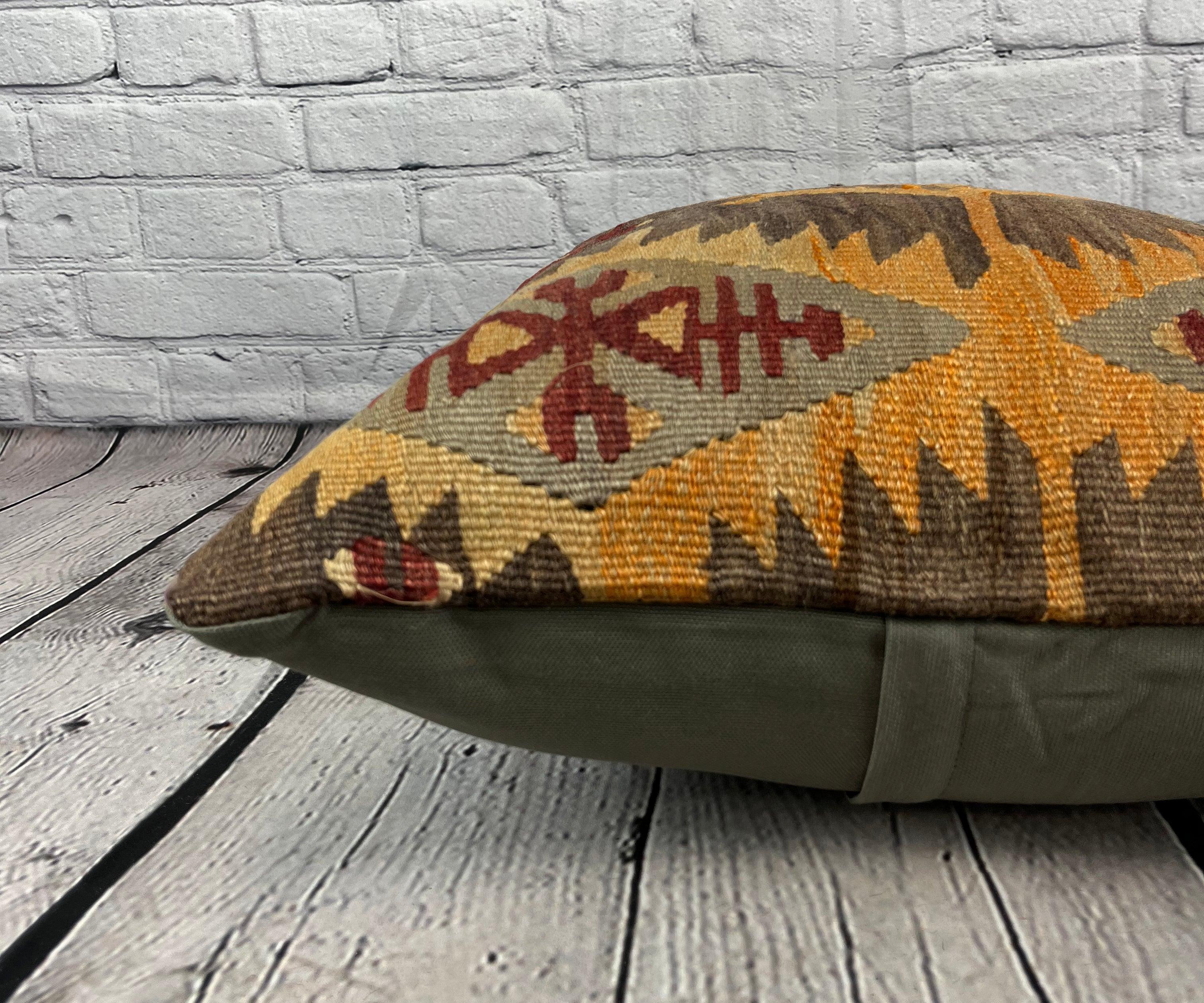 20 x 20 Kelim-Kissen Türkisches Kissen mit natürlichem Saum und Kissenbezug #6729 im Zustand „Neu“ im Angebot in Houston, TX