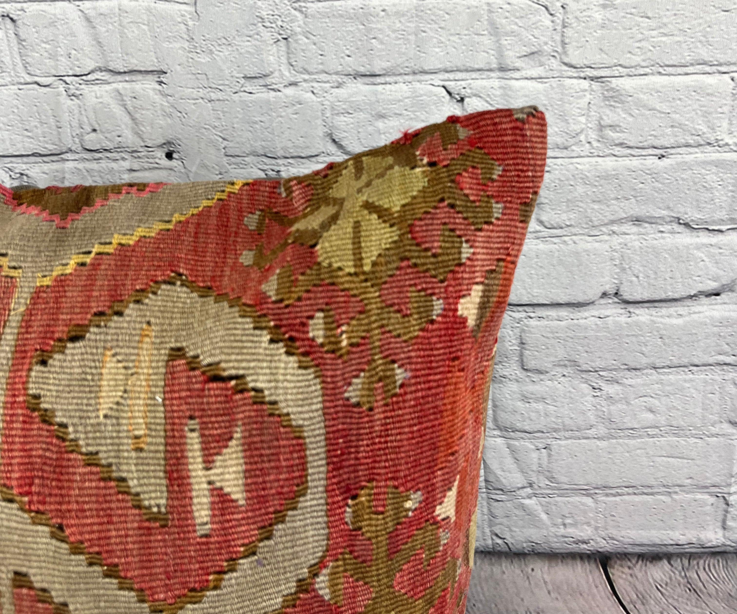 20 x 20 Cojín Kilim Cojín Turco Cojín Rojo Natural Funda de Cojín #6777 Anudado a mano