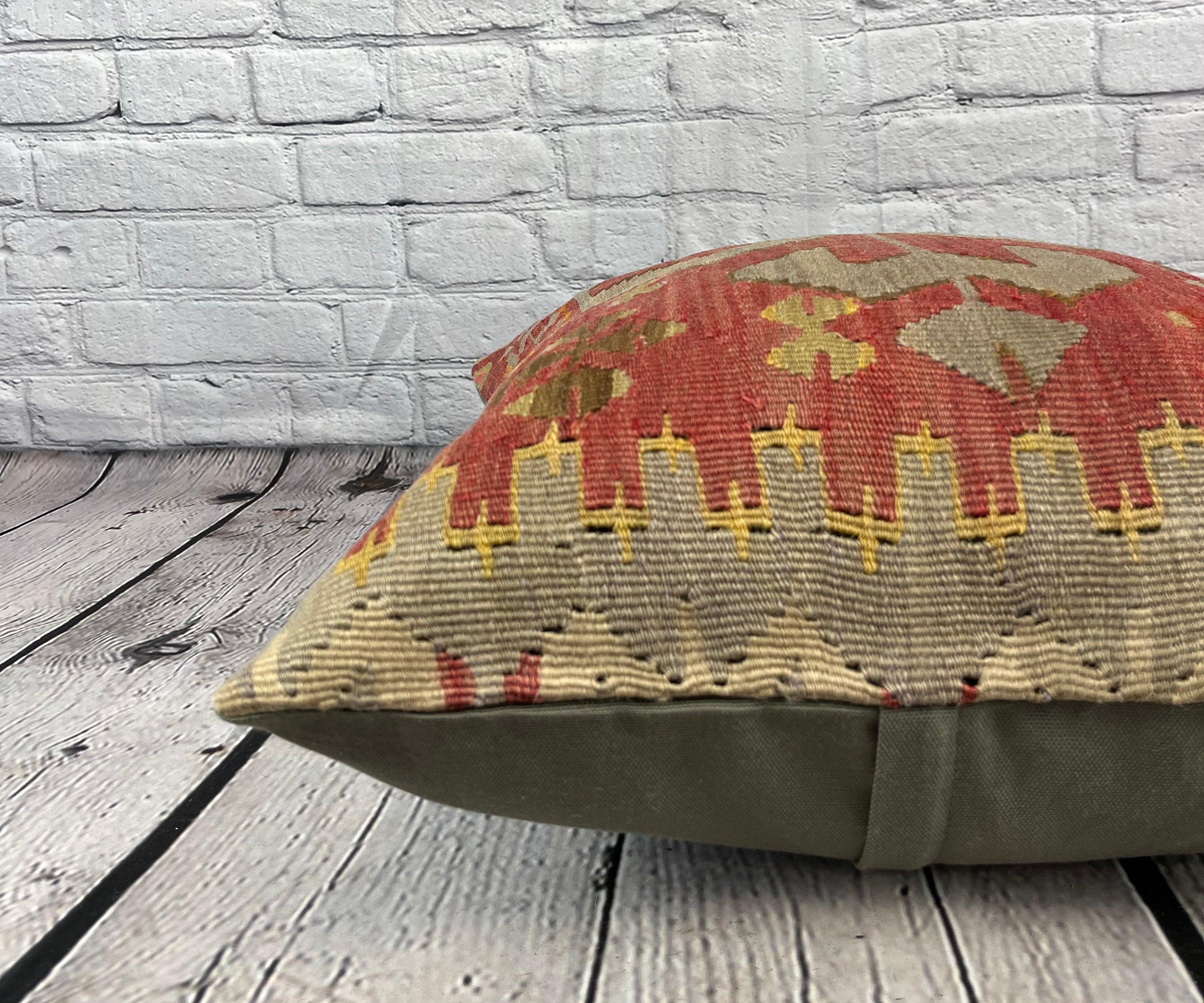 20 x 20 Cojín Kilim Cojín Turco Cojín Rojo Natural Funda de Cojín #6777 en Nuevo Estado en Houston, TX