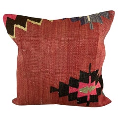 Coussin d'oreiller Kilim turc coussin rouge naturel 20 x 20 #6796