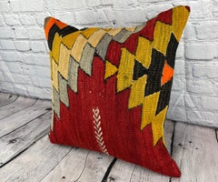 20 x 20 Kilim Pillow Turkish Cushion Natural Red Pillow Cushion Cover #6819