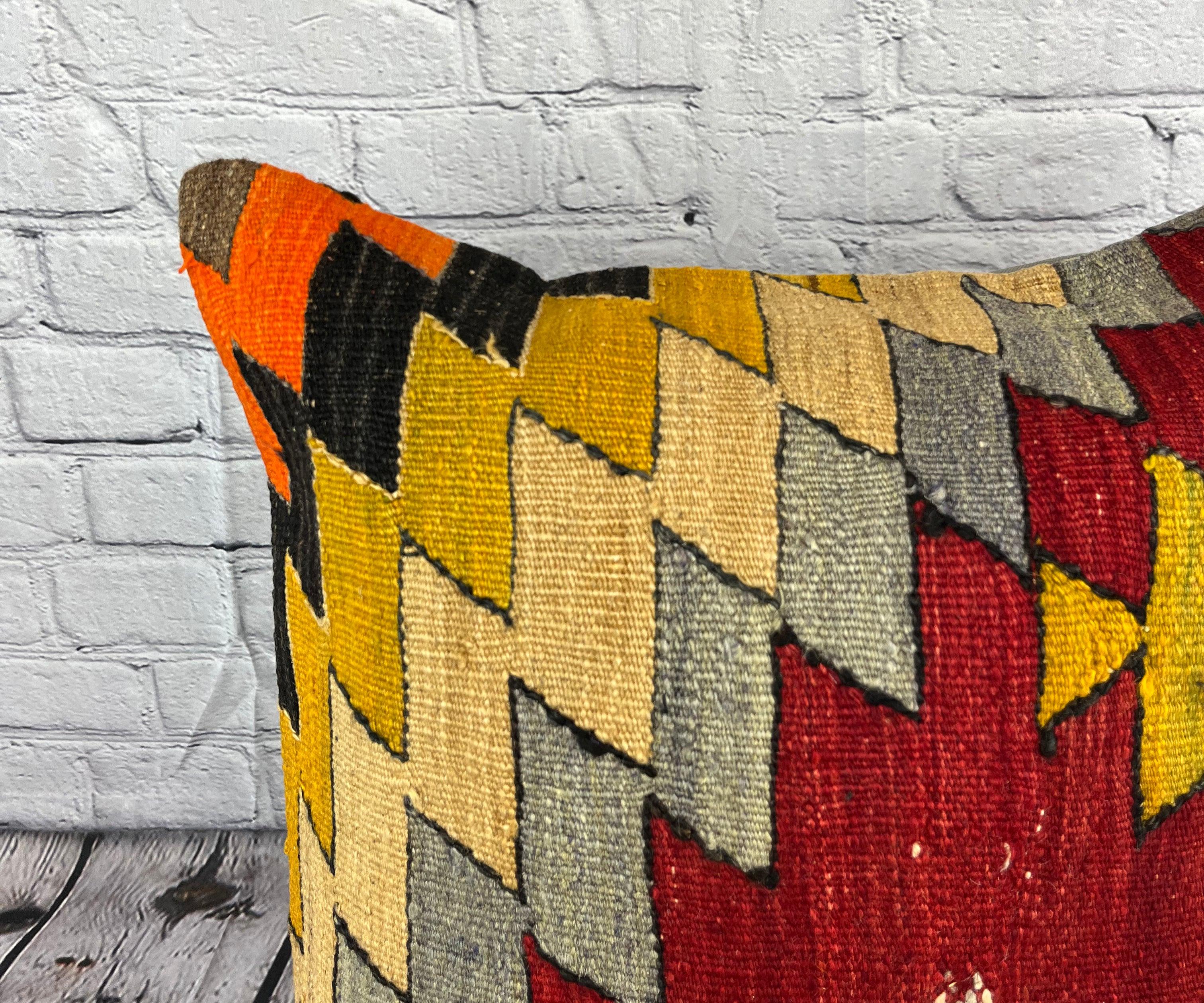 Annodato a mano 20 x 20 Cuscino Kilim Cuscino Turco Nature Rosso Cuscino Copricuscino #6819 in vendita