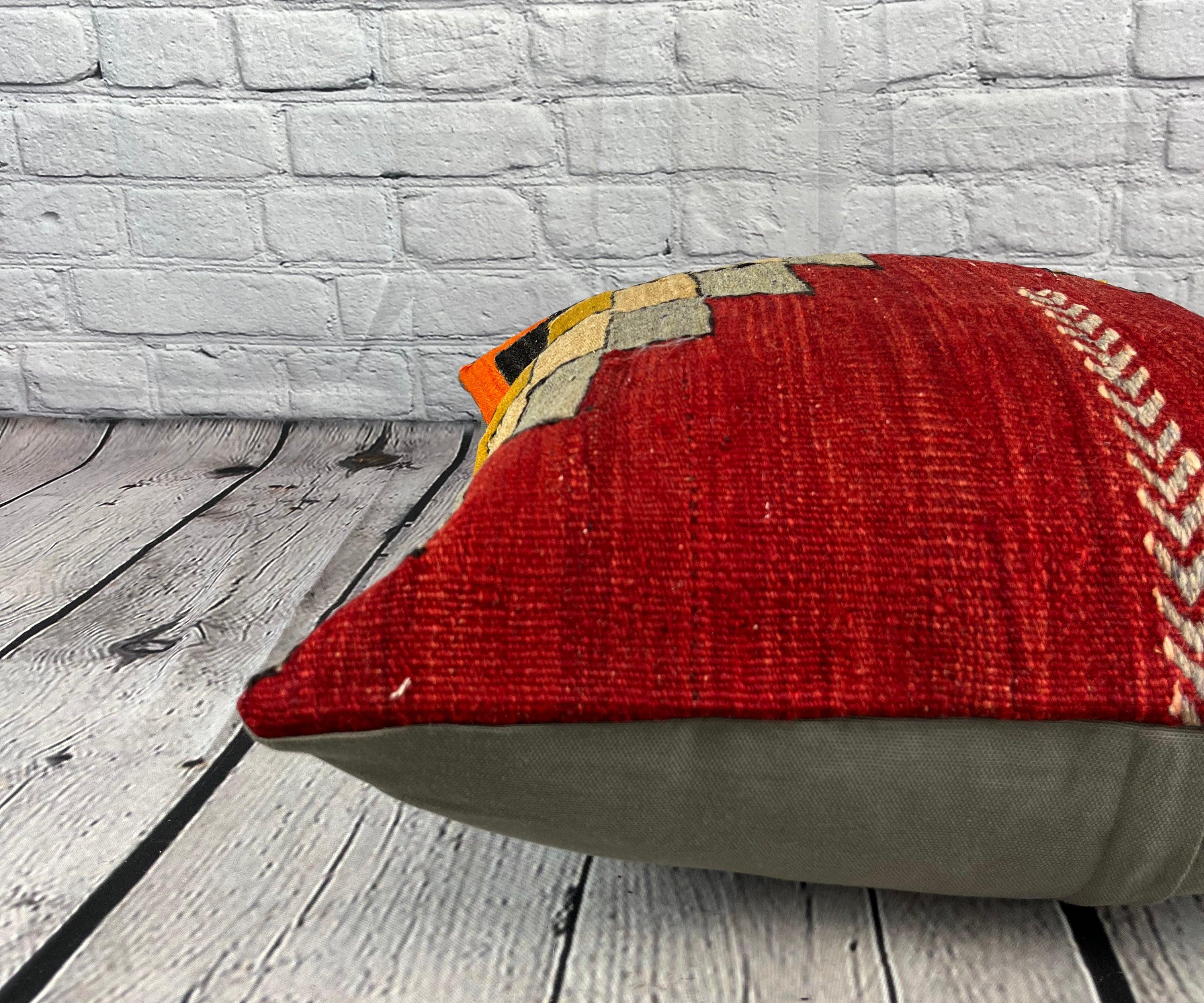 20 x 20 Cuscino Kilim Cuscino Turco Nature Rosso Cuscino Copricuscino #6819 In condizioni Nuovo in vendita a Houston, TX