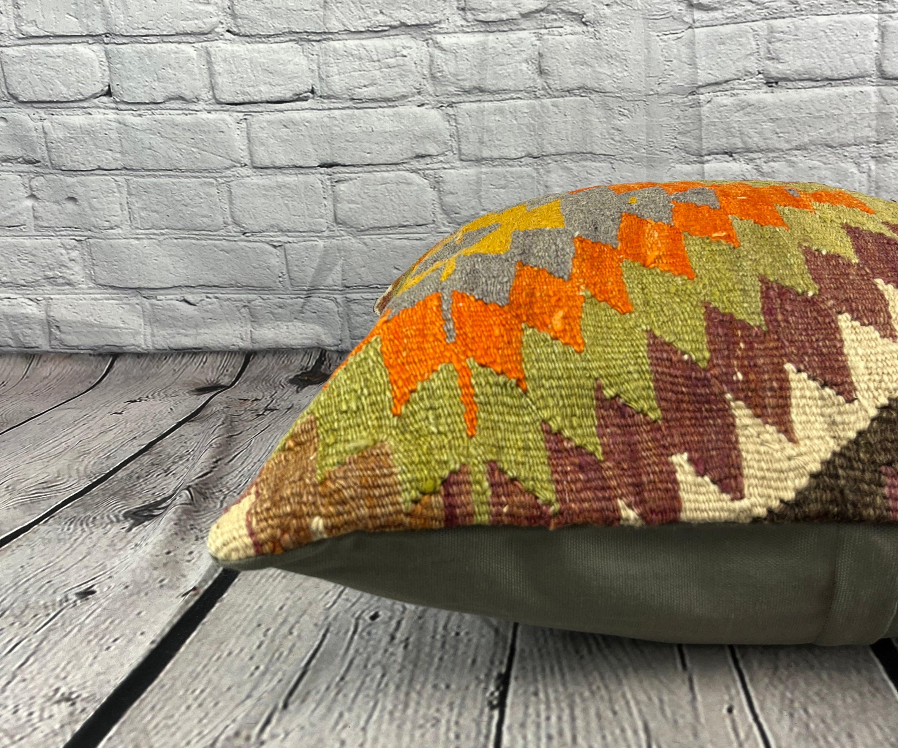 20 x 20 Kilim türkische Kissen natürliche Ägäis Gelassenheit Kissen Kissenbezug #6743 (Handgeknüpft) im Angebot