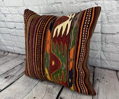 20 x 20 Kilim Turkish Cushion Natural Anatolian Night Pillow Cushion Cover #6755