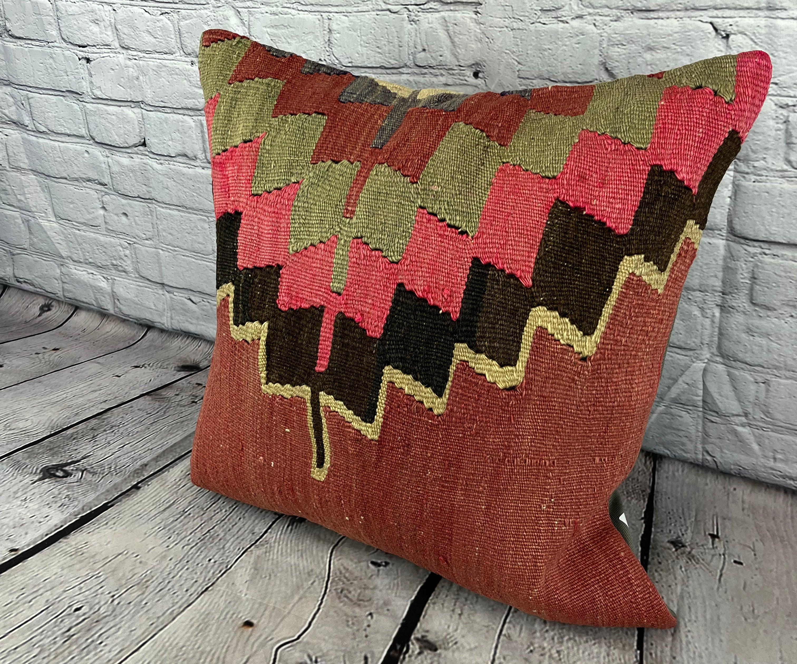 20 x 20 Kilim Pillow Turkish Cushion Natural Green Brown Pillow Cushion Cover #6786 Verbessern Sie Ihr Zuhause mit unserem Kilim Pillow Turkish Kilim Cushion. Dieser exquisite, sorgfältig handgewebte Kissenbezug bringt einen Hauch von Eleganz und