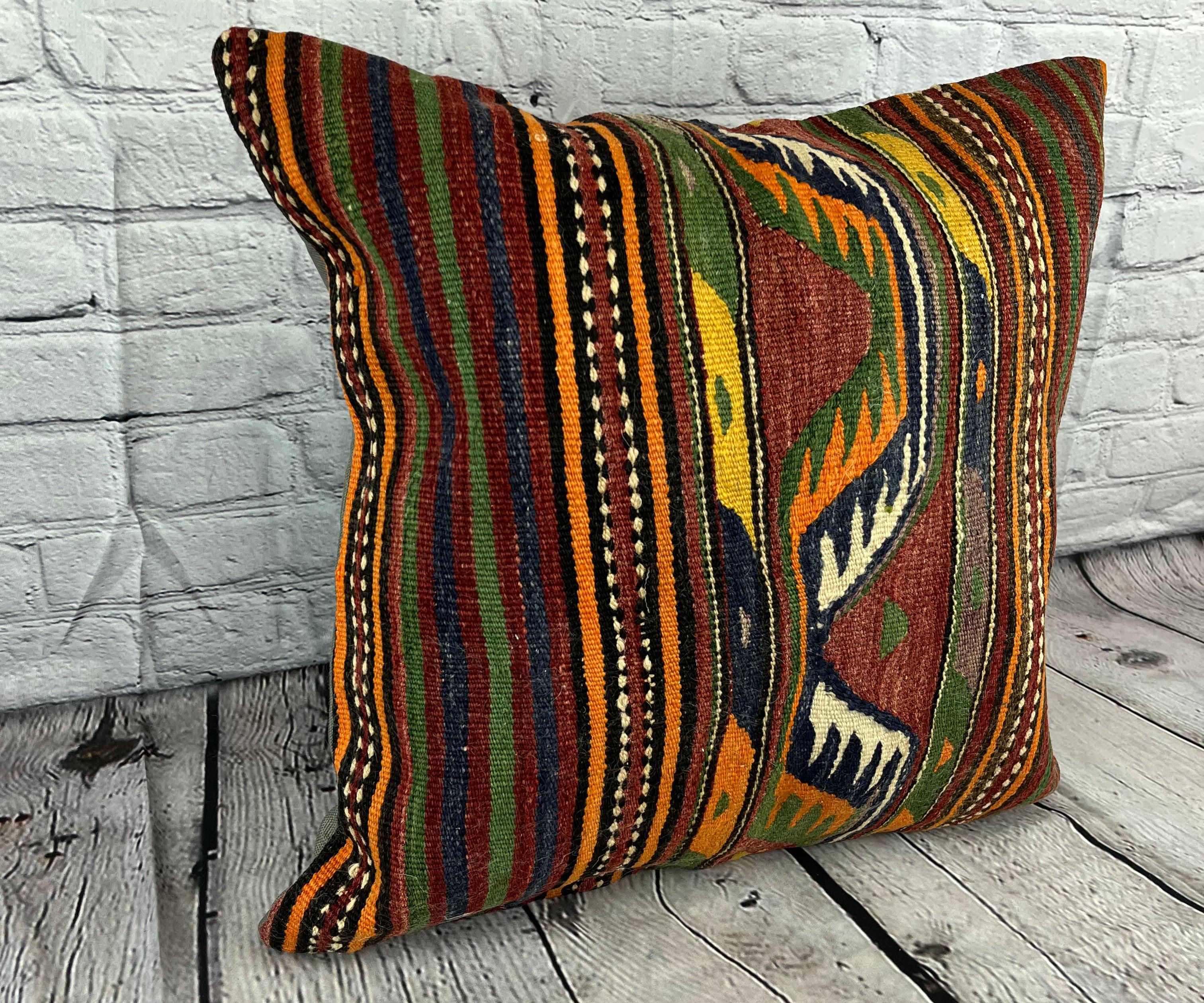 20 x 20 Kilim Pillow Turkish Cushion Natural Green Brown Pillow Cushion Cover #6797 Verbessern Sie Ihr Zuhause mit unserem Kilim Pillow Turkish Kilim Cushion. Dieser exquisite, sorgfältig handgewebte Kissenbezug bringt einen Hauch von Eleganz und