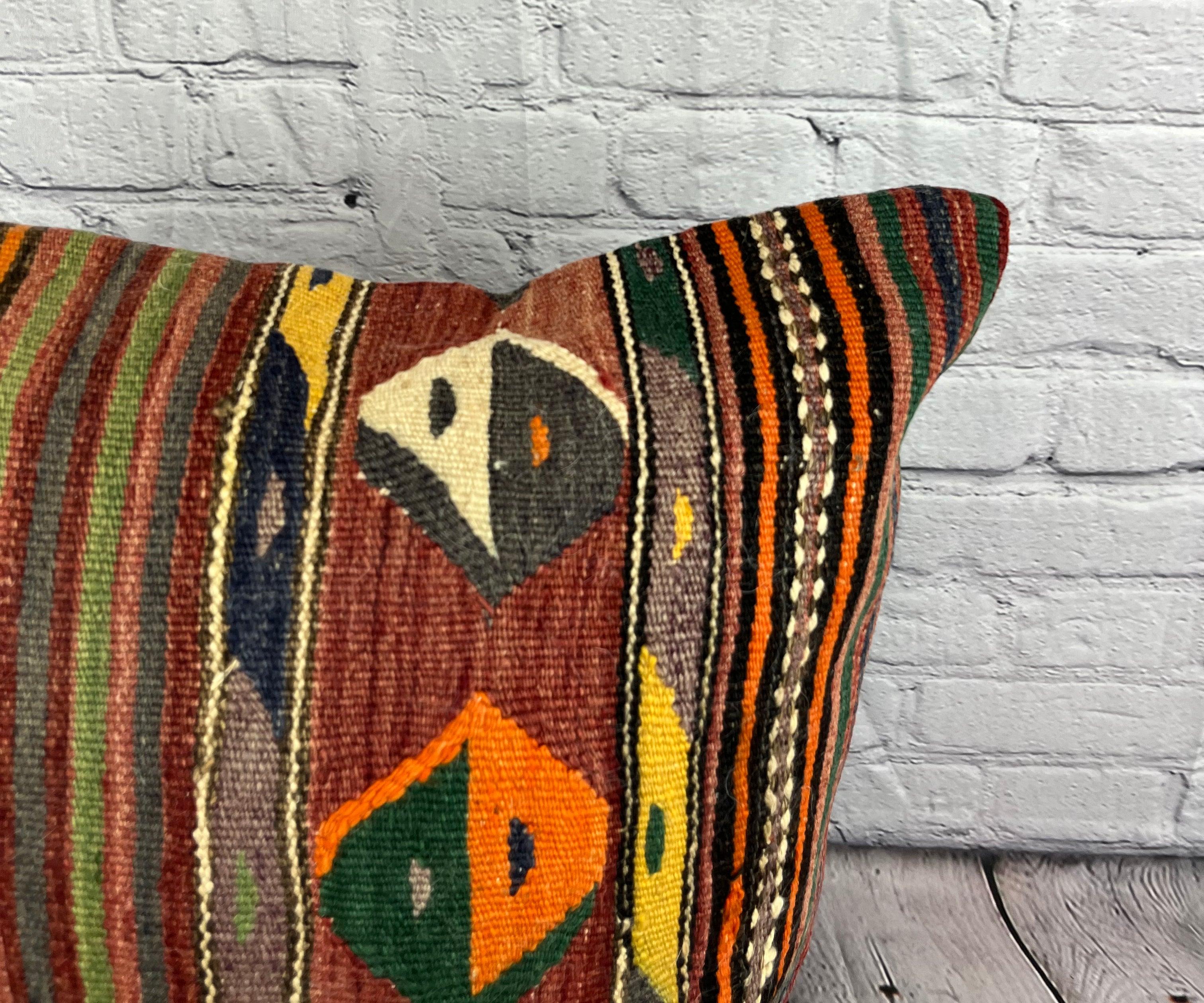 20 x 20 Cojín Turco Kilim Natural Cojín Sueños de Estambul Funda de Cojín #6741 Anudado a mano en venta
