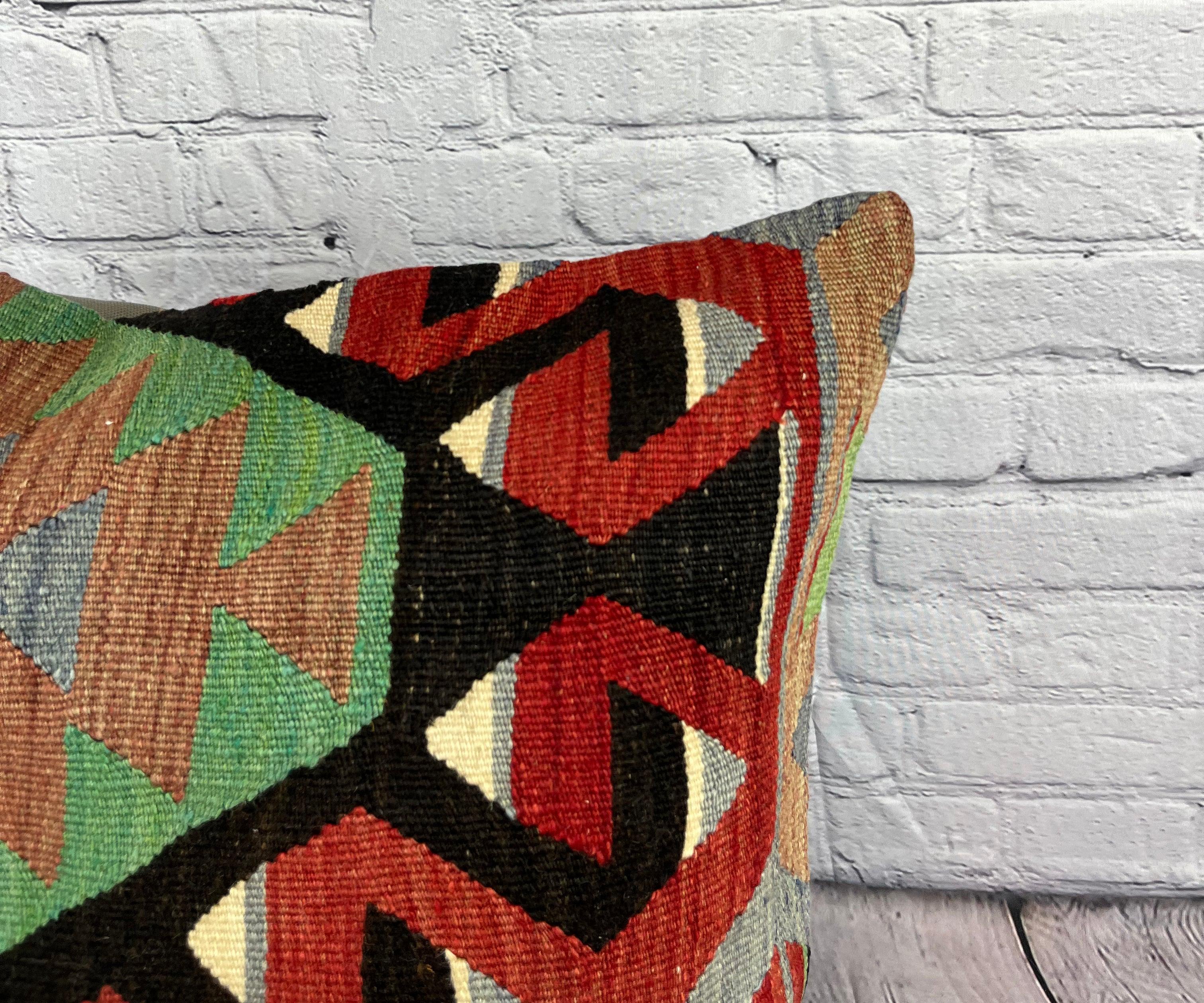 20 x 20 Cojín Turco Kilim Natural Rosa Marrón Funda de Cojín #6780 Anudado a mano en venta
