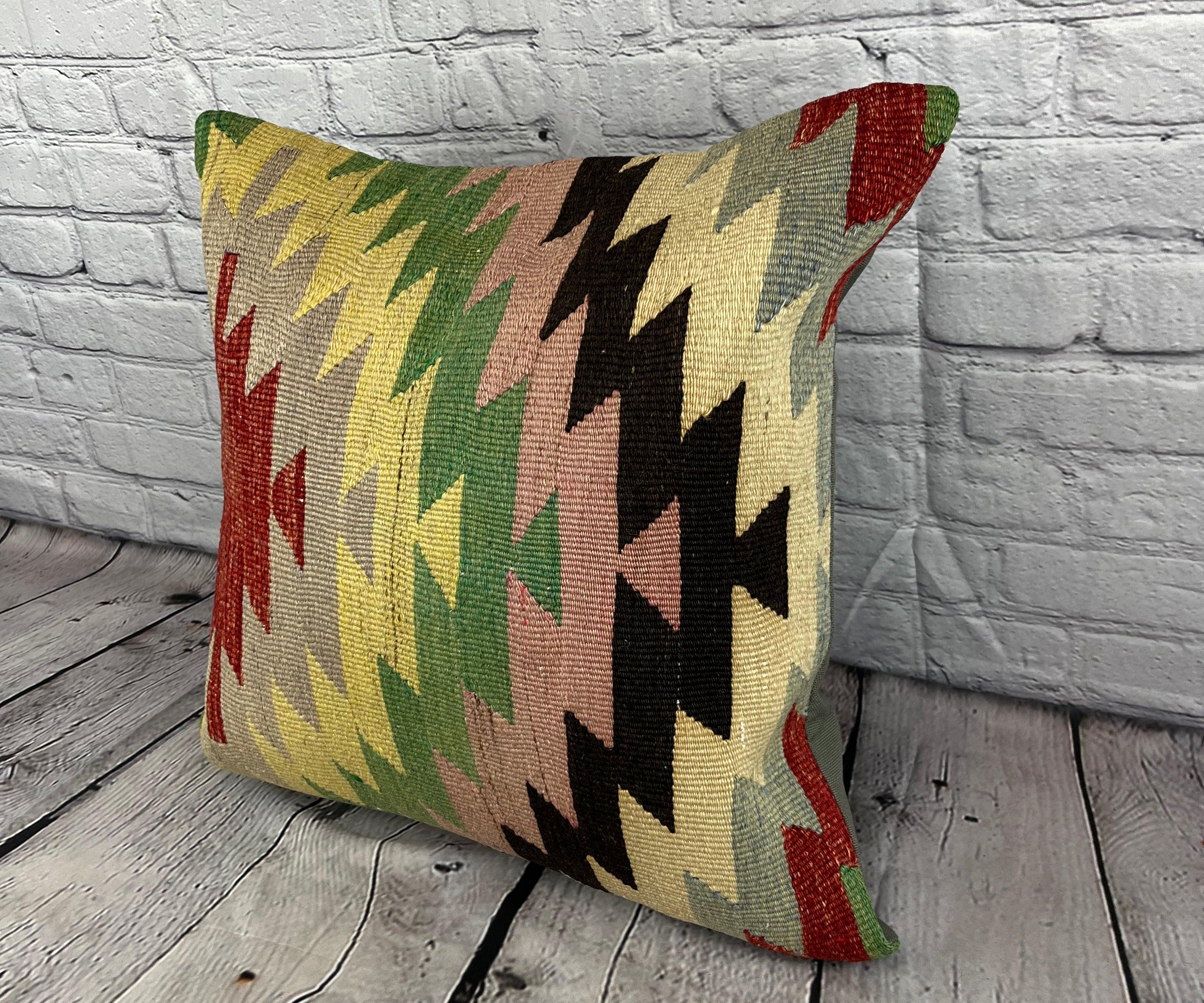 20 x 20 Kilim Pillow Turkish Cushion Natural Wood Land Pillow Cushion Cover #6737 Enhance your home decor with our Kilim Pillow Turkish Kilim Cushion. This exquisite pillow cover, meticulously handwoven, brings a touch of elegance and cultural