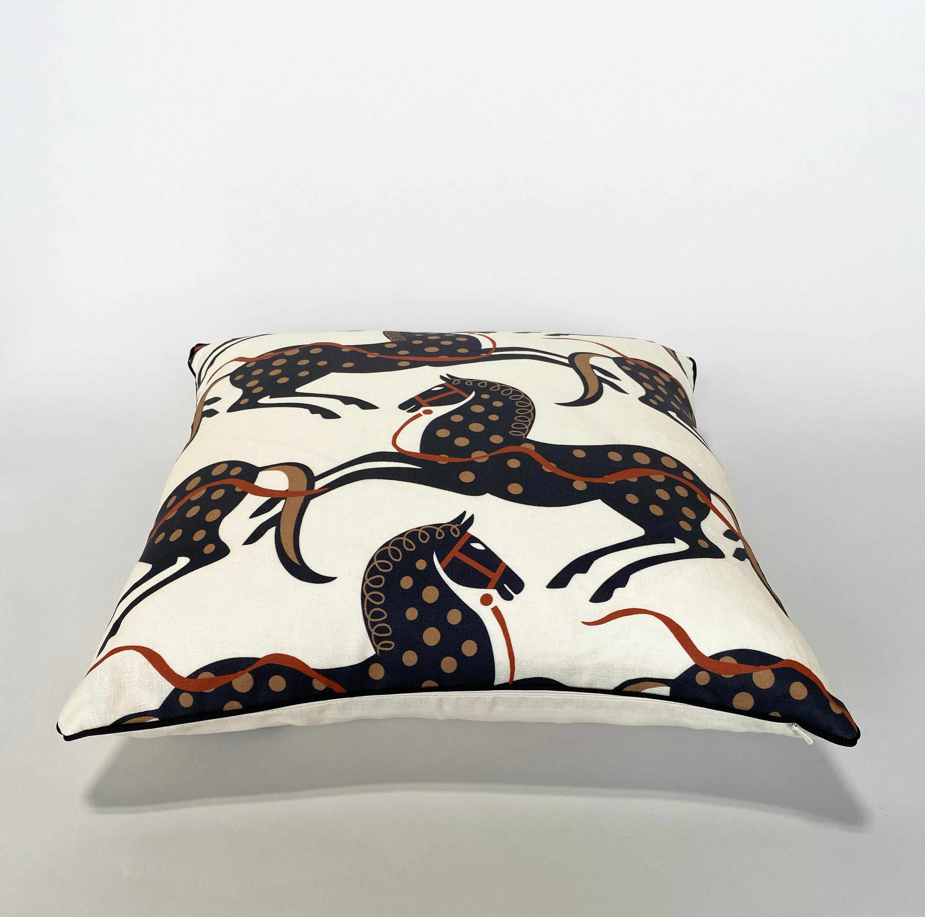Here's a beautiful linen pillow or cushion by Matt Murphy Studio. The pattern is based on a drawing from the Tommi Parzinger archives. The pillow is printed in the USA on 100% French linen and the tonal linen back of the pillow is 100% Irish linen.