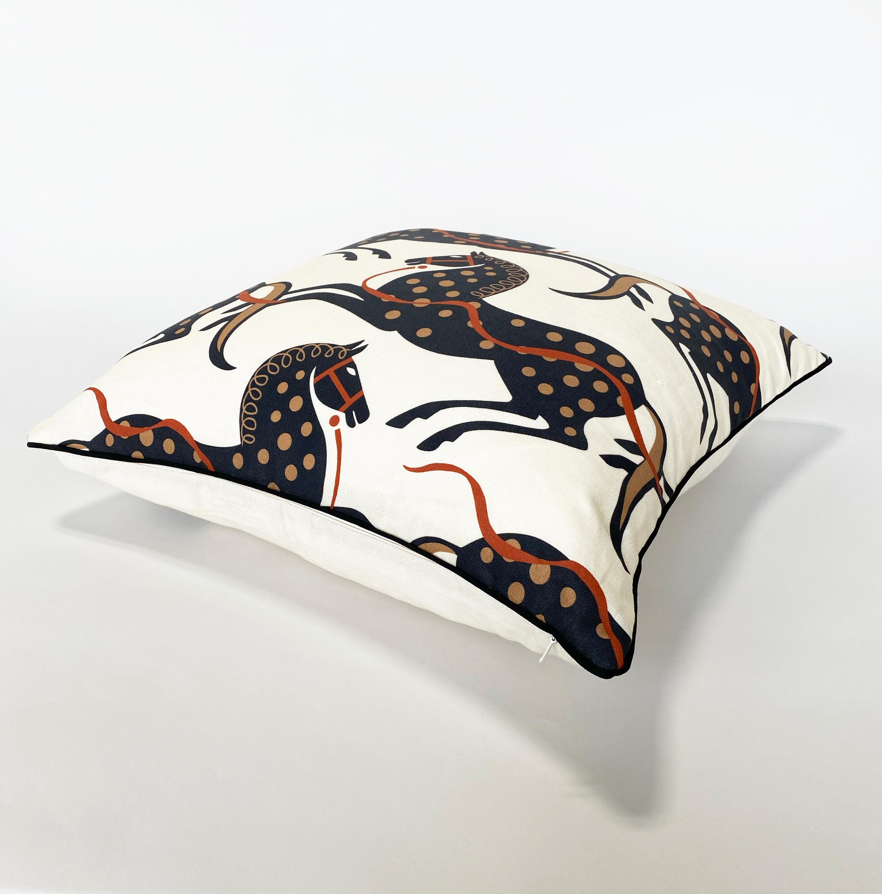 Mid-Century Modern 20 x 20 Linen Appalossa Printed Throw Pillow with Pattern by Tommi Parzinger For Sale