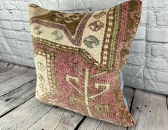 20 x 20 Rug Pillow Aegean Tranquility Turkish Pillow Cushion Cover #7368