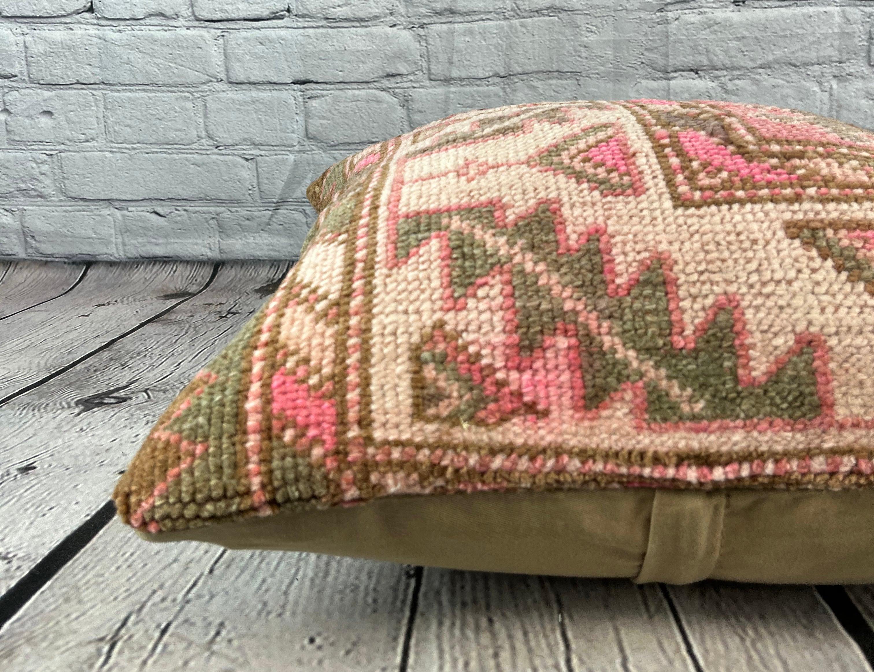 Noué à la main Coussin d'oreiller 20 x 20 écho anatolien d'un coussin turc #7648 en vente