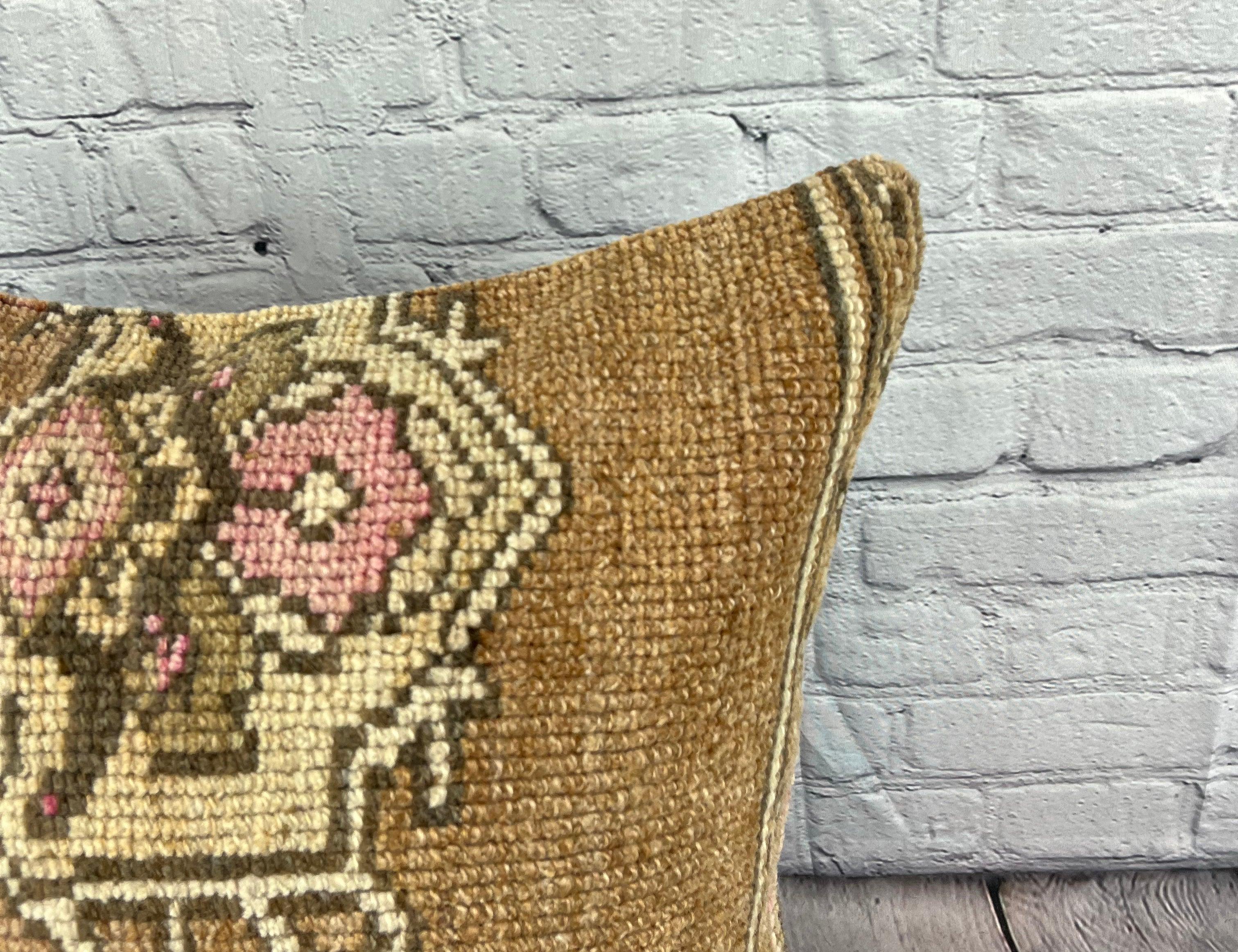20 x 20 Teppich Kissen Blissful Haven Türkisches Kissen Cushion Cover #7377 (Handgeknüpft) im Angebot