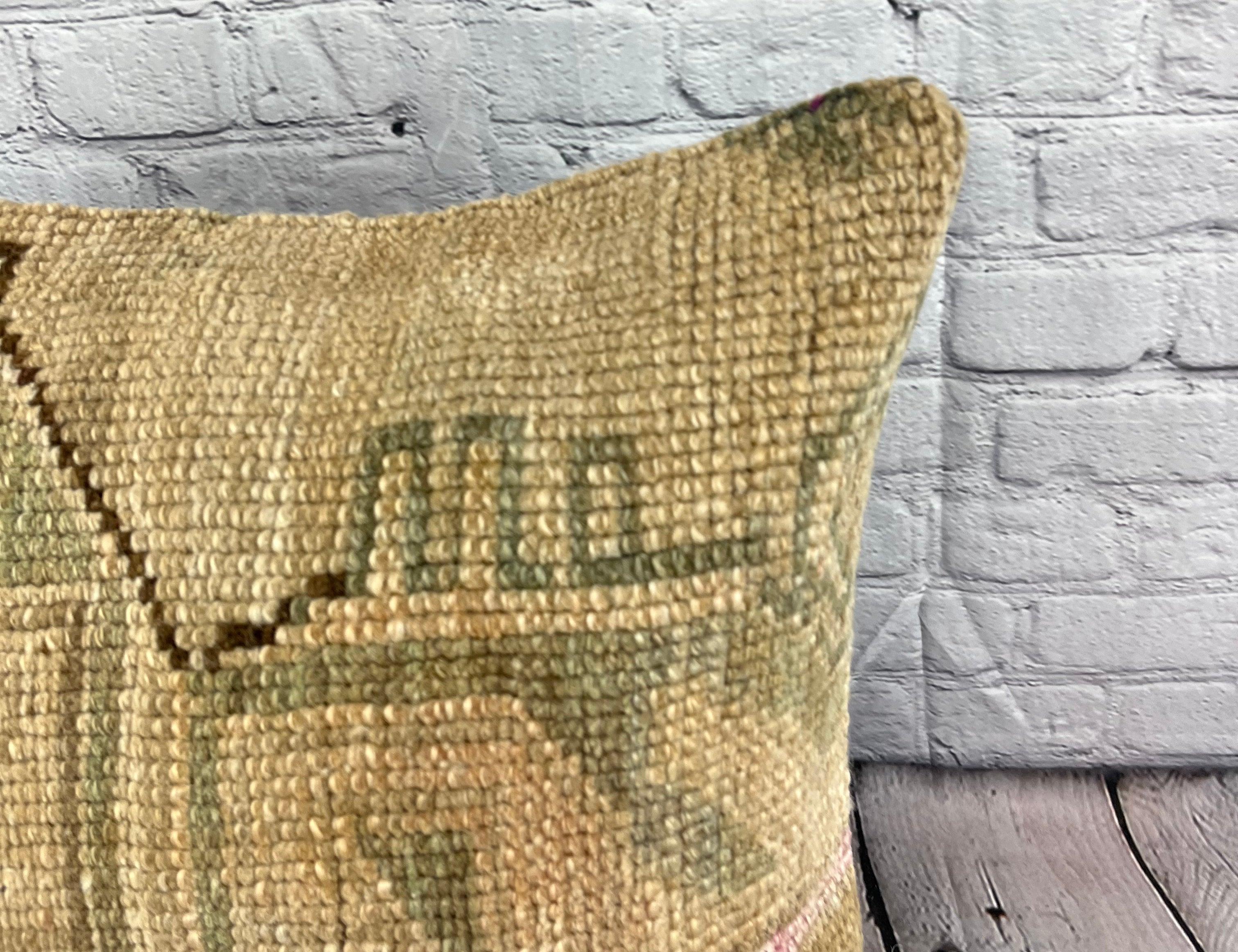 Annodato a mano 20 x 20 Cuscino Tappeto Echoing Sands Cuscino Turco Copricuscino #6685 in vendita