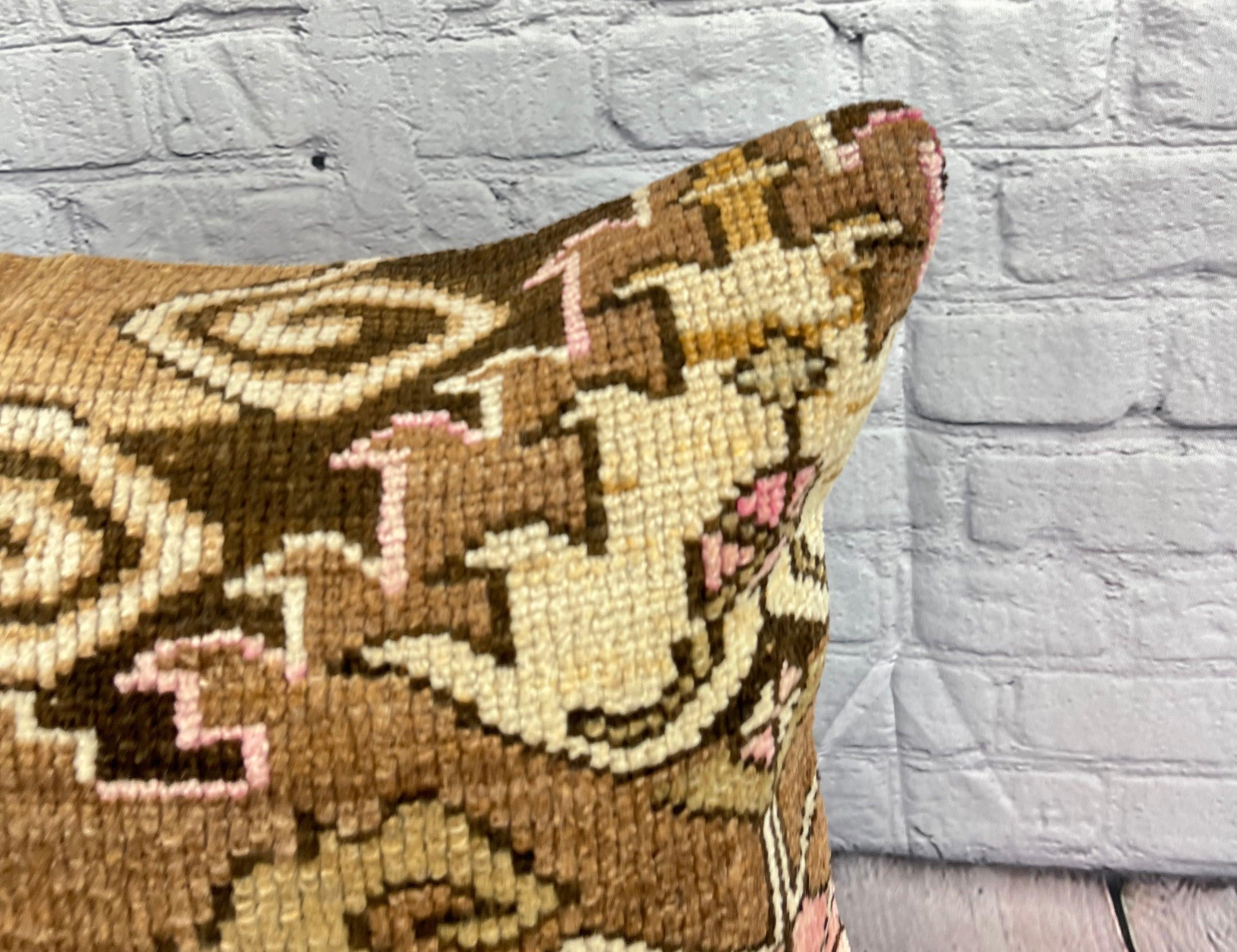 Annodato a mano 20 x 20 Cuscino Tappeto Golden Twilight Cuscino Turco Copricuscino #7333 in vendita