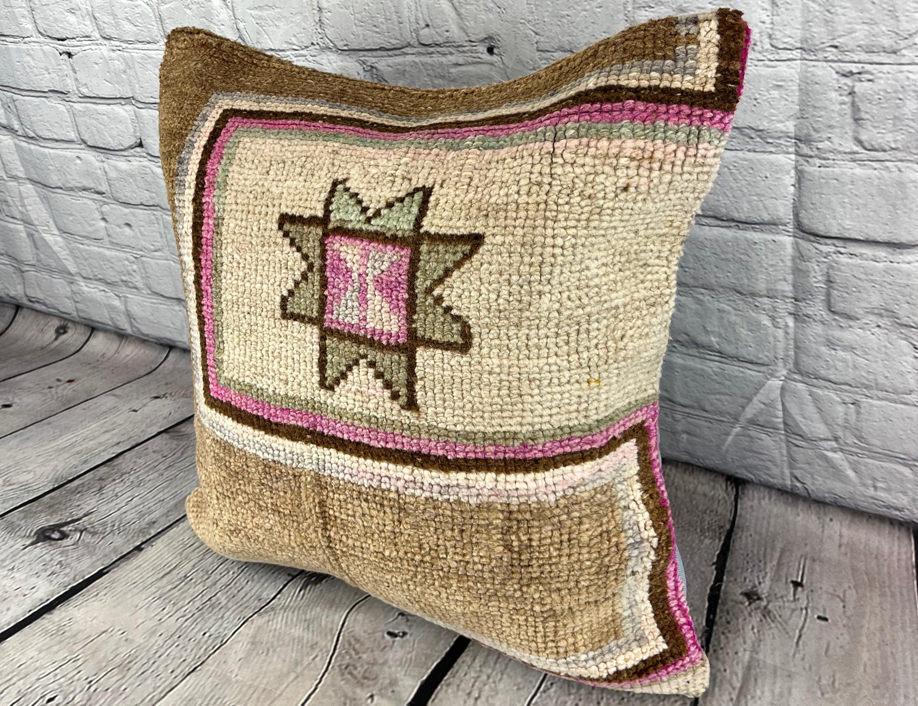20 x 20 Rug Pillow Majestic Reverie Turkish Pillow Cushion Cover #7362 Enhance your home decor with our Rug Pillow Turkish Rug Cushion. This exquisite pillow cover, meticulously handwoven, brings a touch of elegance and cultural heritage to any