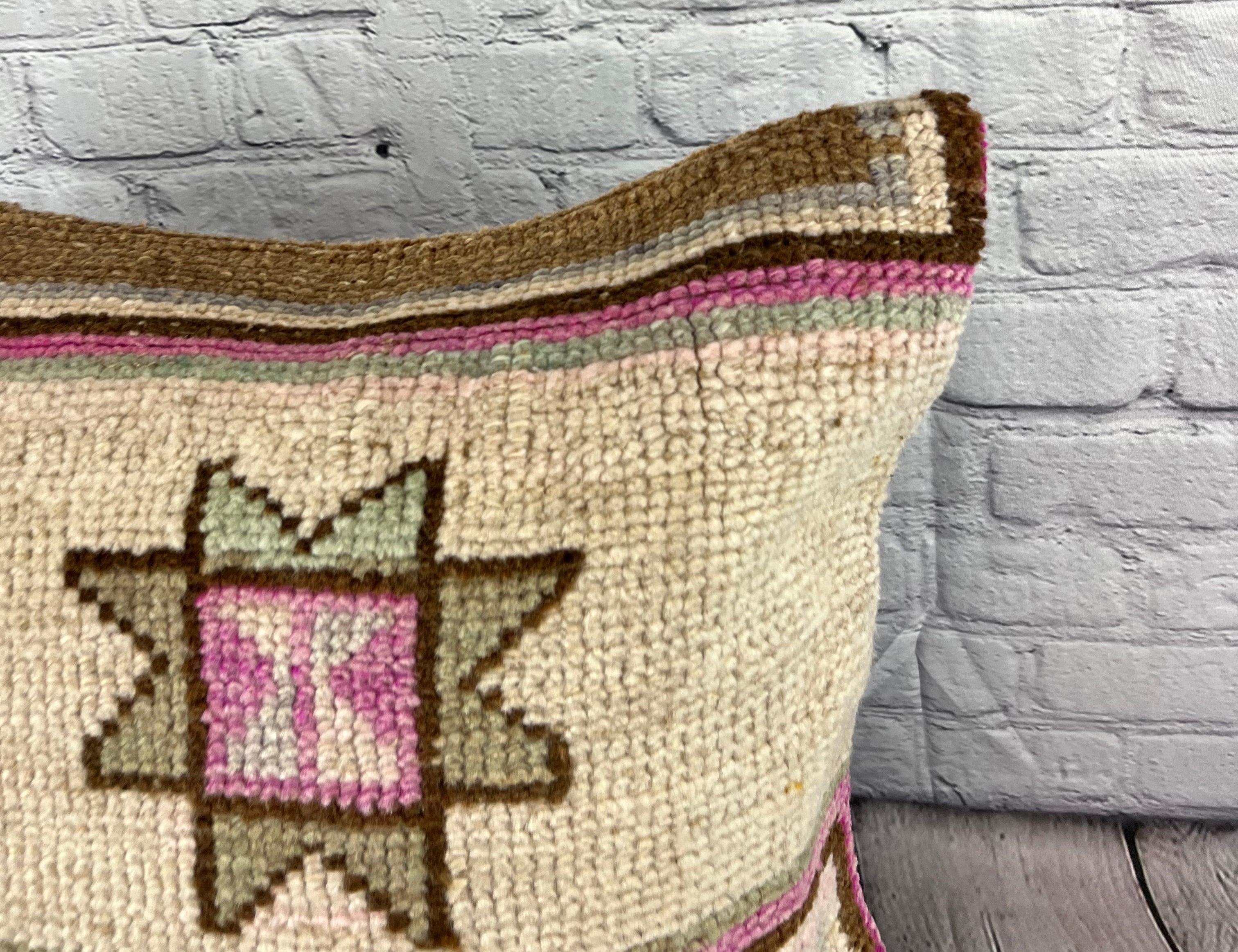 Hand-Knotted 20 x 20 Rug Pillow Majestic Reverie Turkish Pillow Cushion Cover #7362 For Sale