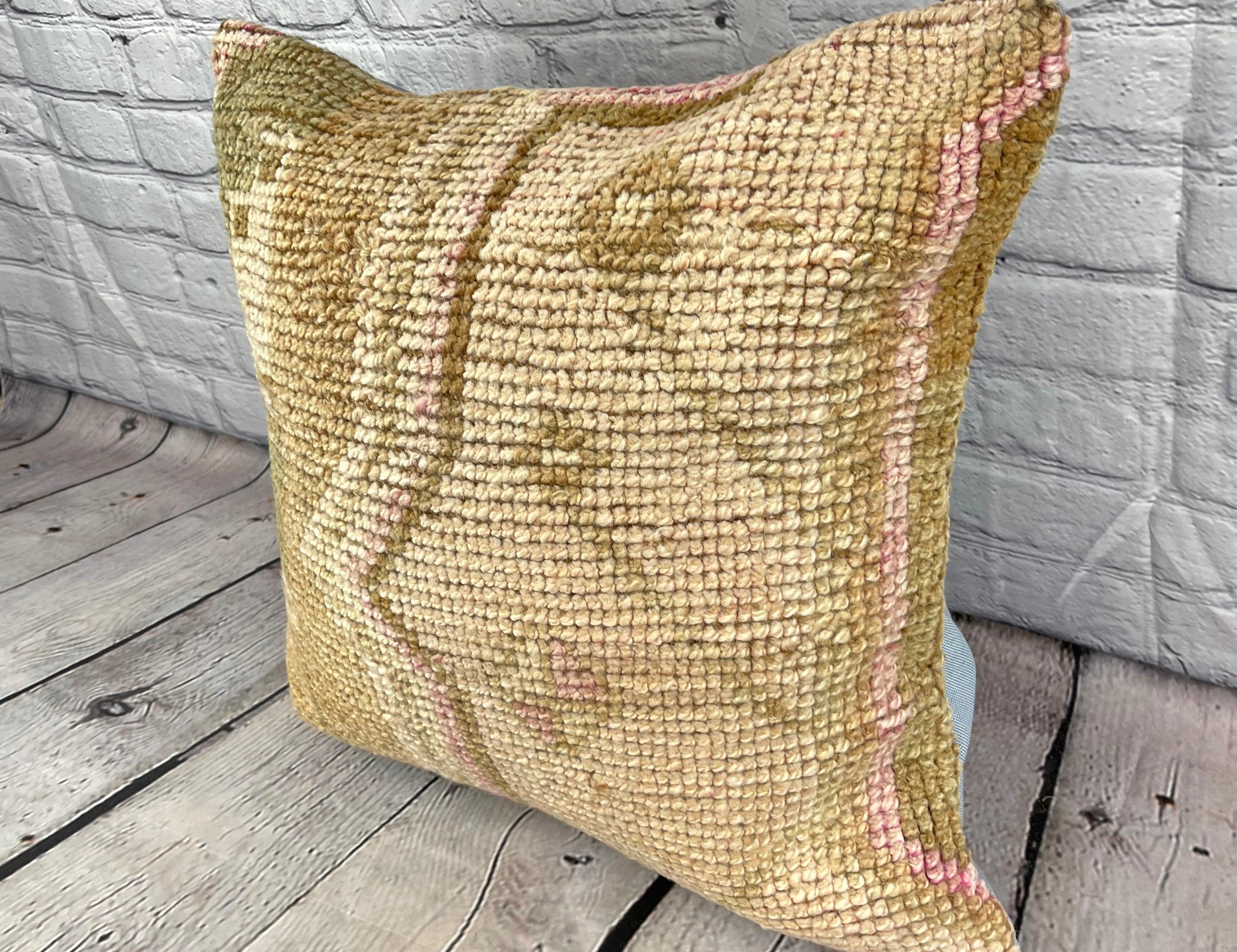 20 x 20 Rug Pillow Radiant Enclave Turkish Pillow Cushion Cover #7344 Enhance your home decor with our Rug Pillow Turkish Rug Cushion. This exquisite pillow cover, meticulously handwoven, brings a touch of elegance and cultural heritage to any