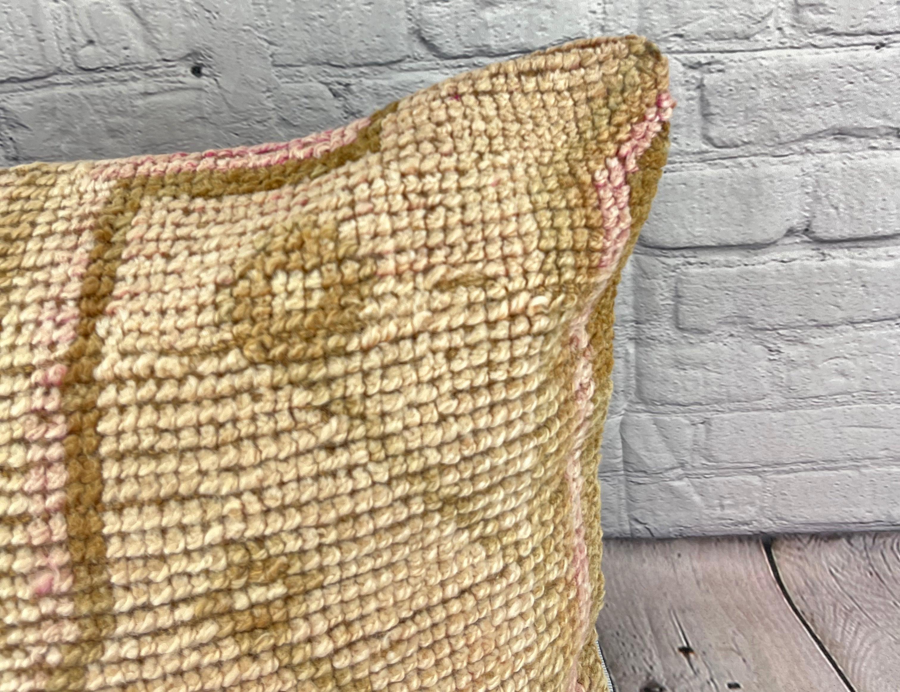 Hand-Knotted 20 x 20 Rug Pillow Radiant Enclave Turkish Pillow Cushion Cover #7344 For Sale