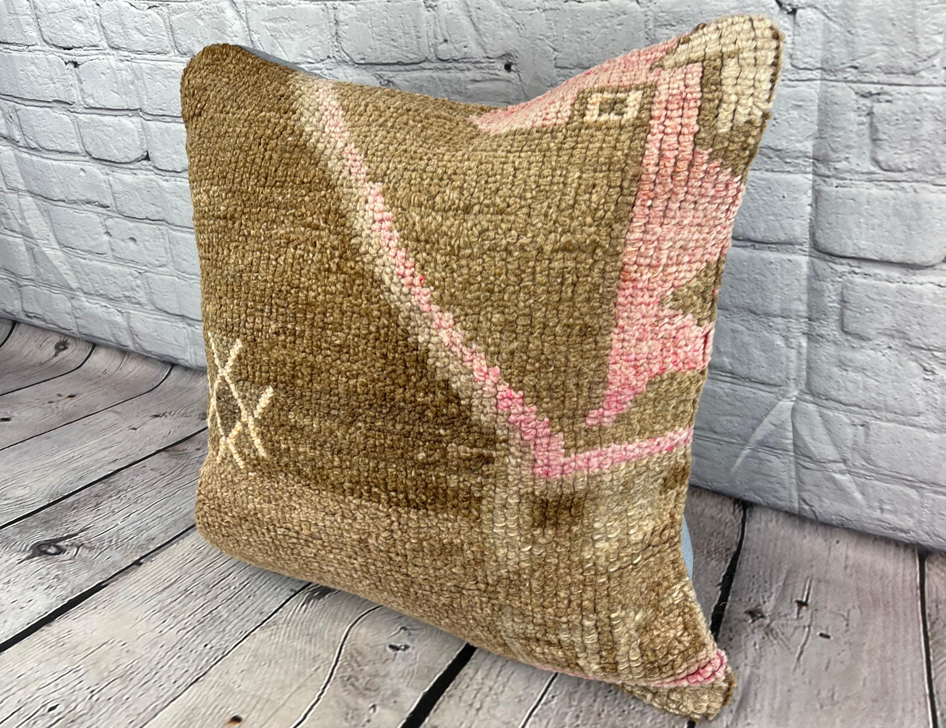 20 x 20 Rug Pillow Sultan's Tranquil Turkish Pillow Cushion Cover #7383 Enhance your home decor with our Rug Pillow Turkish Rug Cushion. This exquisite pillow cover, meticulously handwoven, brings a touch of elegance and cultural heritage to any