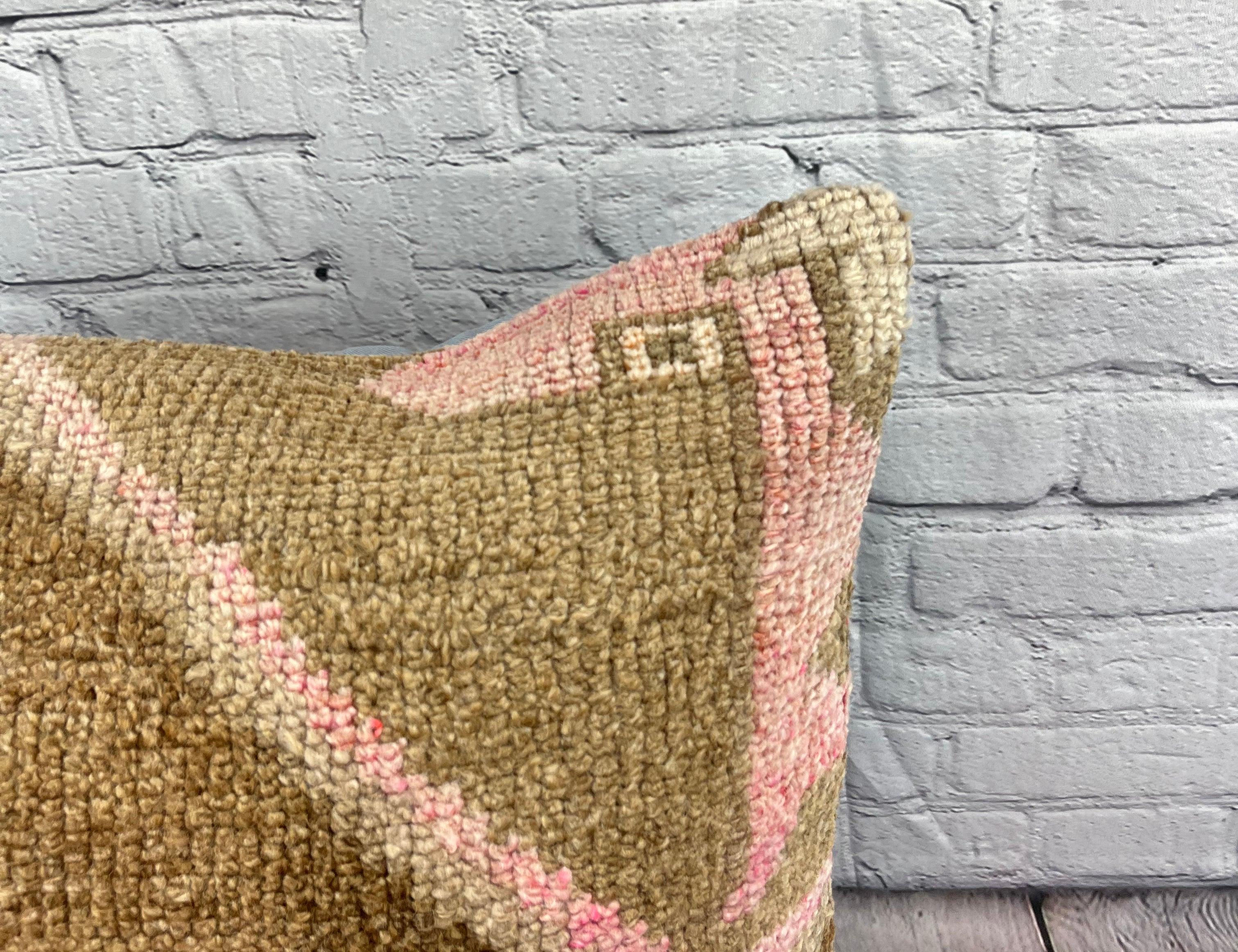 Hand-Knotted 20 x 20 Rug Pillow Sultan's Tranquil Turkish Pillow Cushion Cover #7383 For Sale
