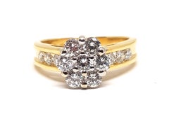 2.00 Carat 18 Karat Yellow White Gold Diamond Cluster Ring