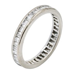 2.00 Carat 18 Karat White Gold Channel Set Baguette Diamond Eternity Band Ring