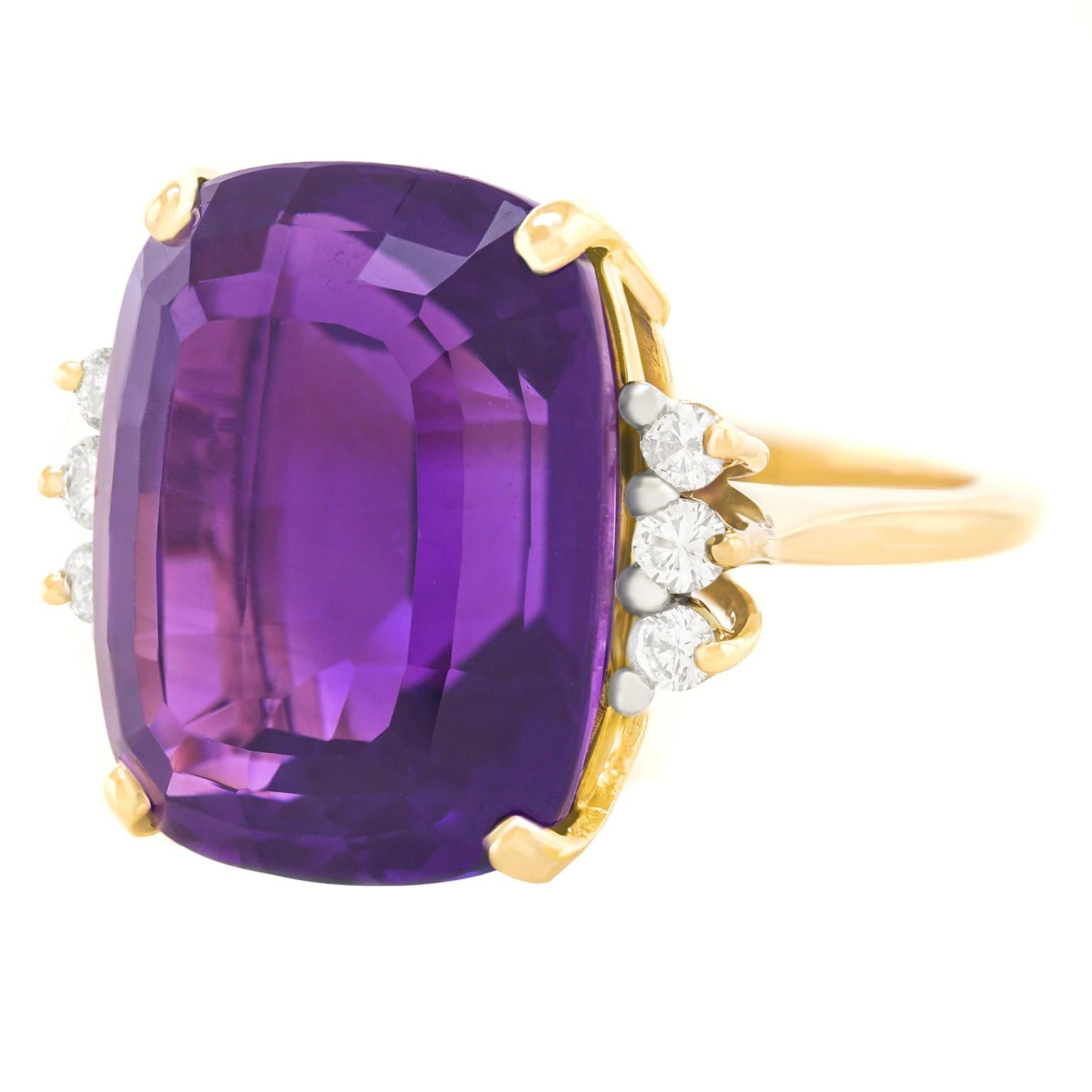 Cushion Cut 20.0 Carat Amethyst and Diamond-Set Ring